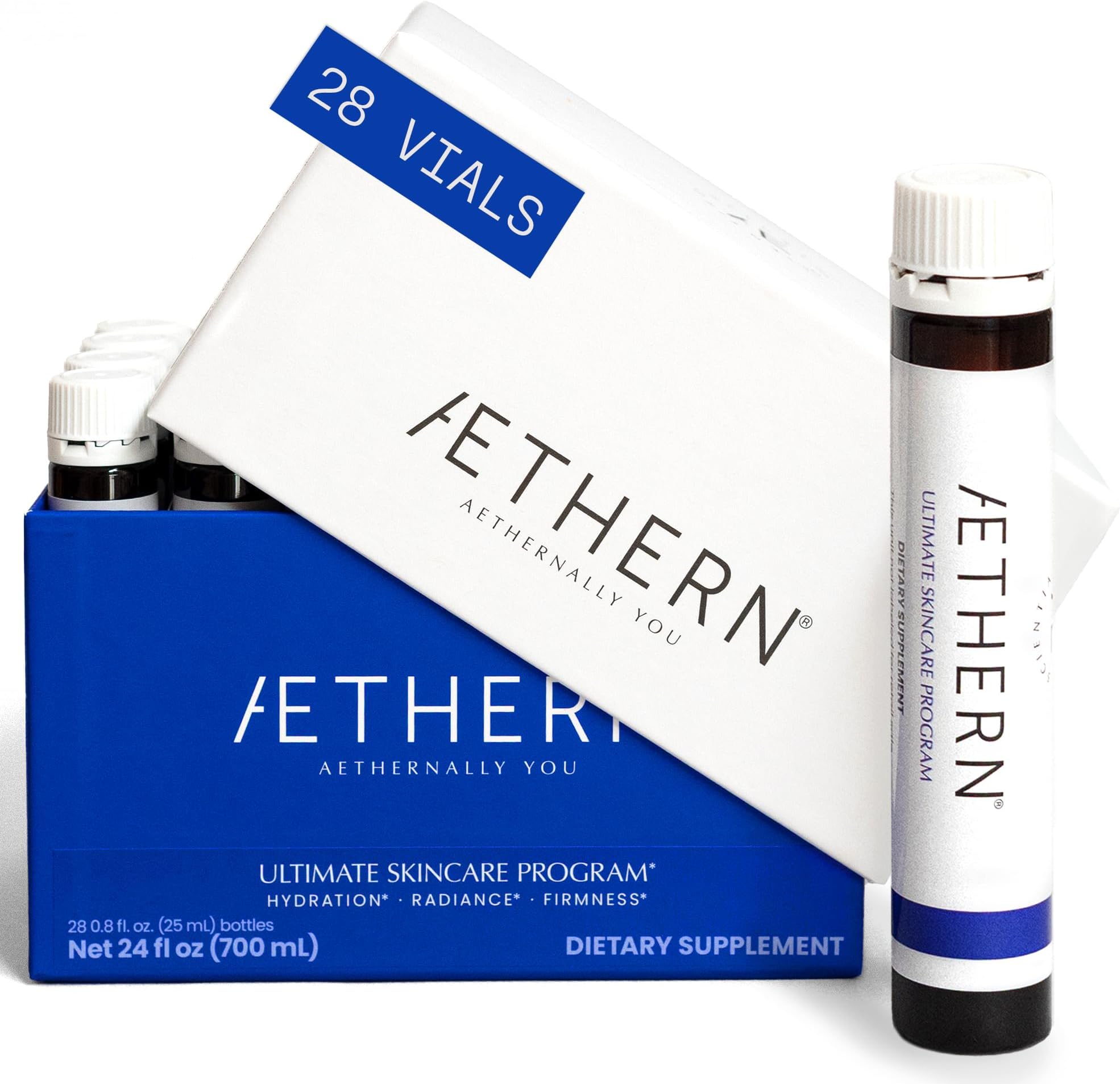 Liquid Skin Care Supplement with Collagen + Hyaluronic Acid. Ready-to-Drink. Clinically Proven for Glowing, Hydrated, and Firm Derma. UV Protection. 28 Servings. Ultimate Skincare Program