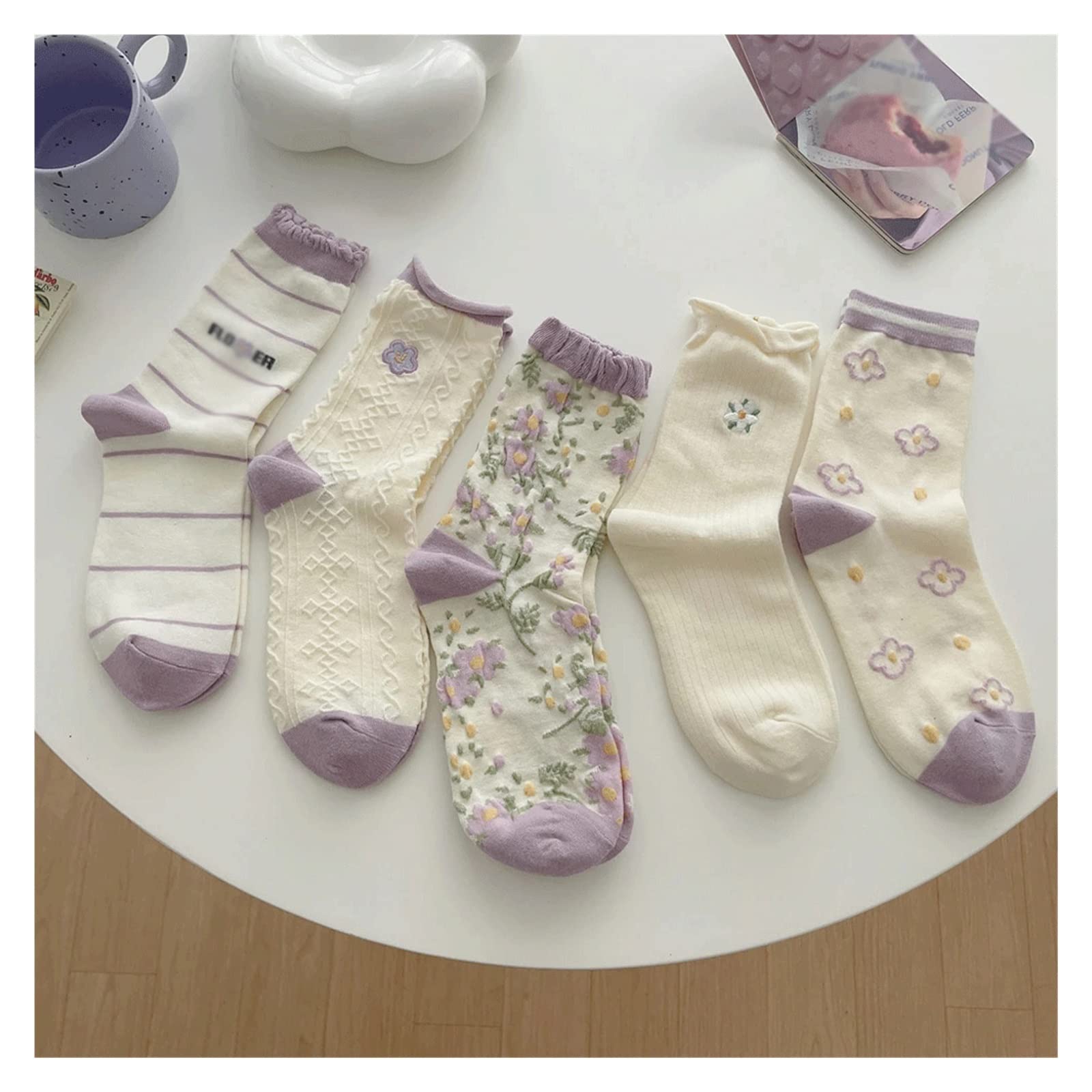 Chaussettes coton femme violettes mi-tube pour ne plus avoir froid aux pieds cet hiver