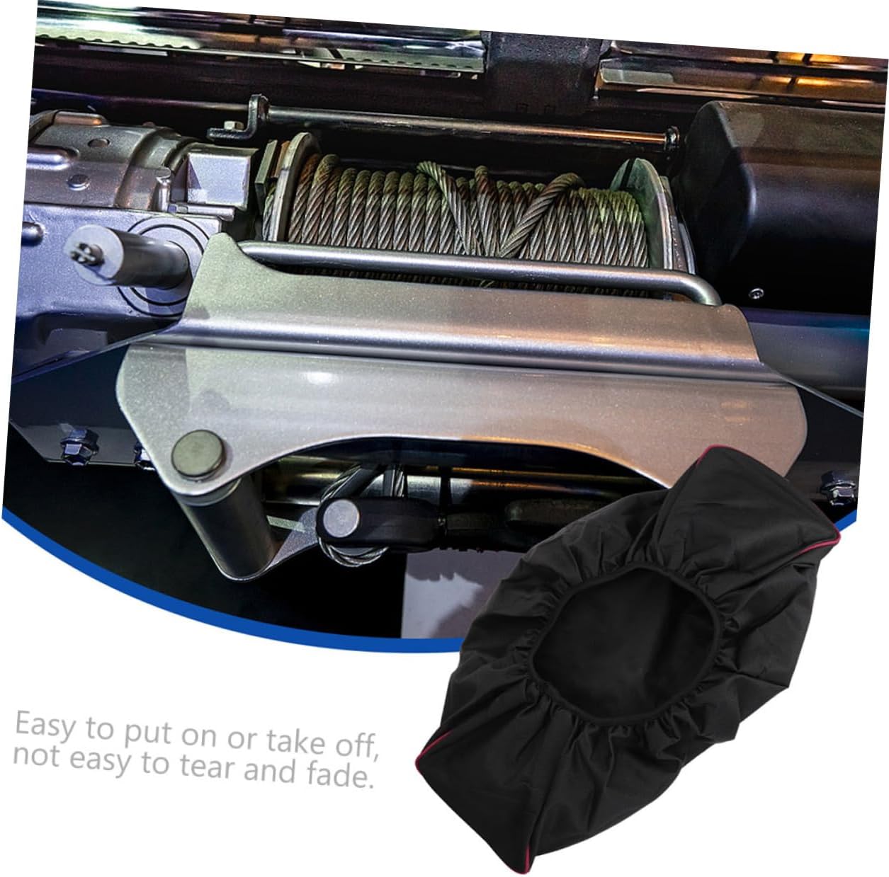 DOITOOL 2pcs Winch Covers Heavy Duty Motor Cover Elastic Band for Rv Atv Winch Protection