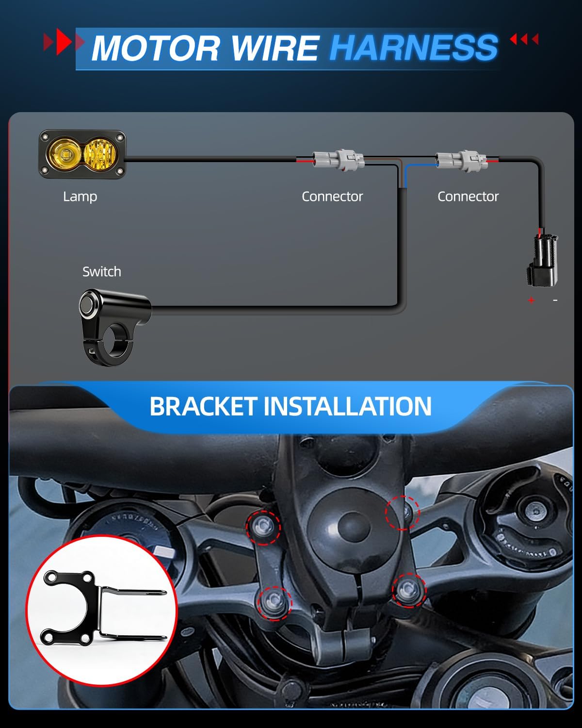 BraveWAY Motorcycle Headlight Upgrade Kit 3 Inch 3000K Amber Motorcycle Lights with Mount Bracket Spot Flood Combo Beam Dirtbike Headlight Plug and Play for Sur-Ron Segway X260 Talaria Sting MX4 MX5