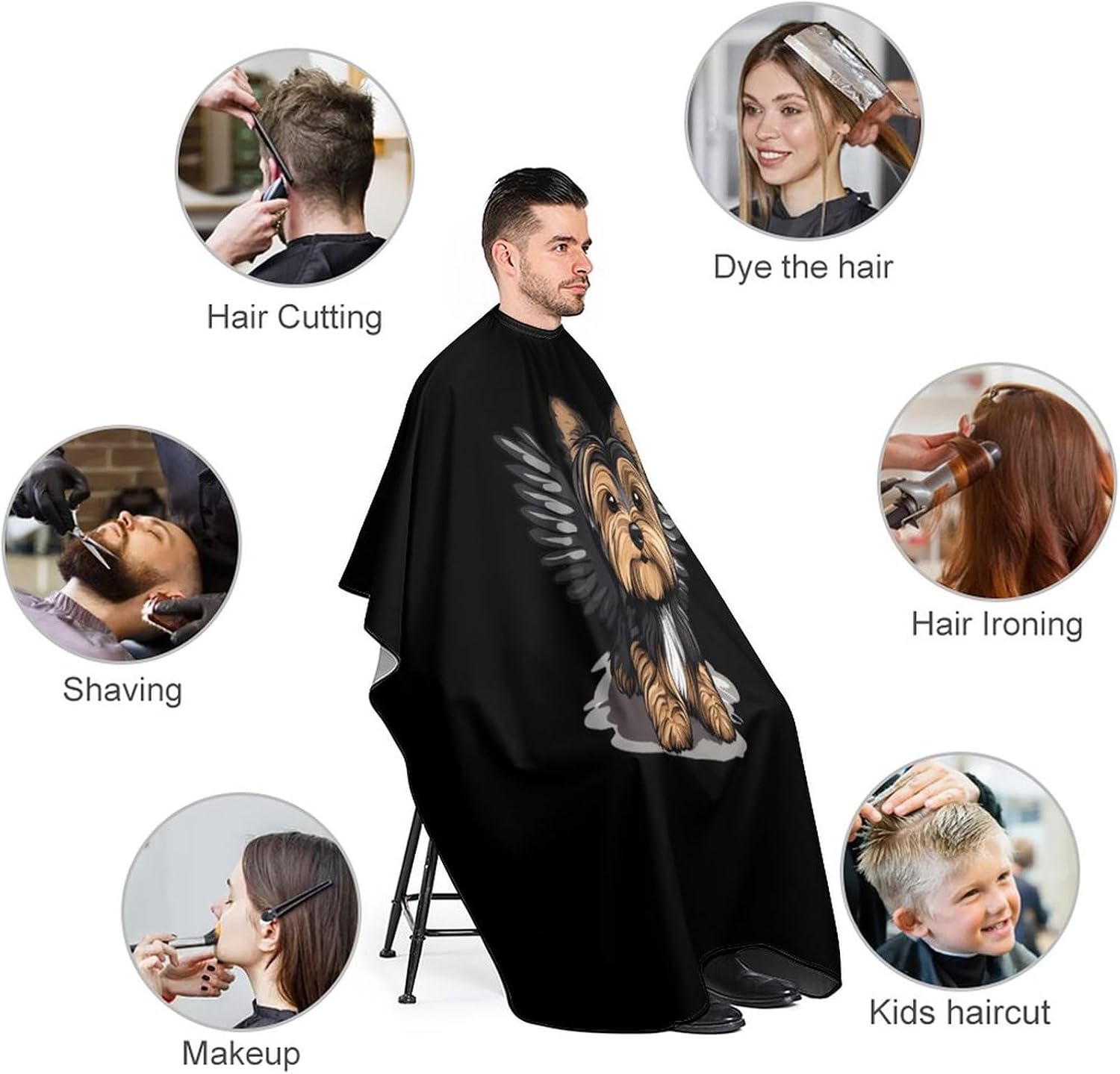 Yorkie with Wings Barber Cape Professional Hair Cutting Apron Hairdresser Cape for Men Women