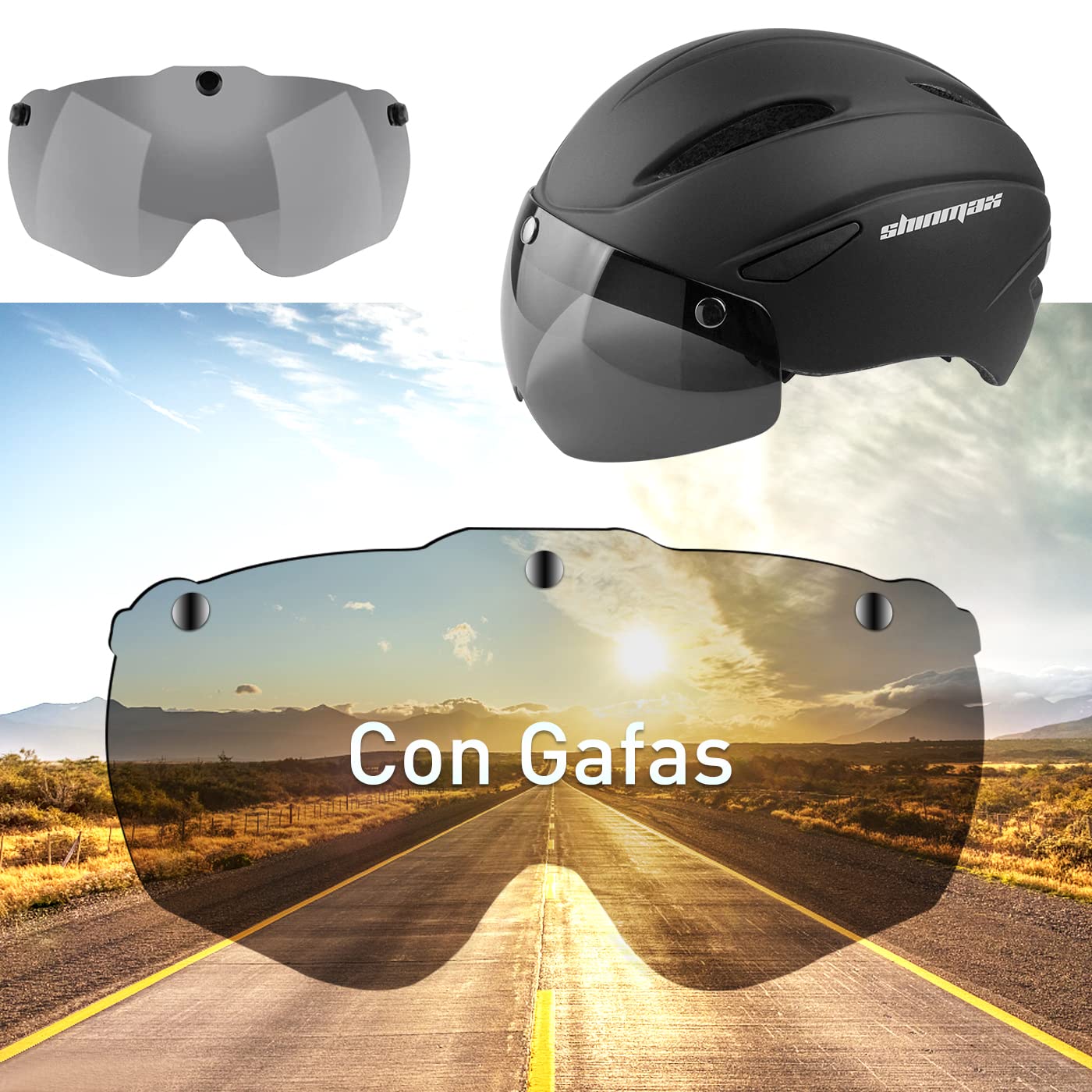 Shinmax Casco de Bicicleta para Hombre y Mujer, Casco de Ciclismo con Certificado CE, Casco de Ciclismo con Visera magnética Desmontable, Casco de MTB para Adultos, Casco de Bicicleta Ajustable,