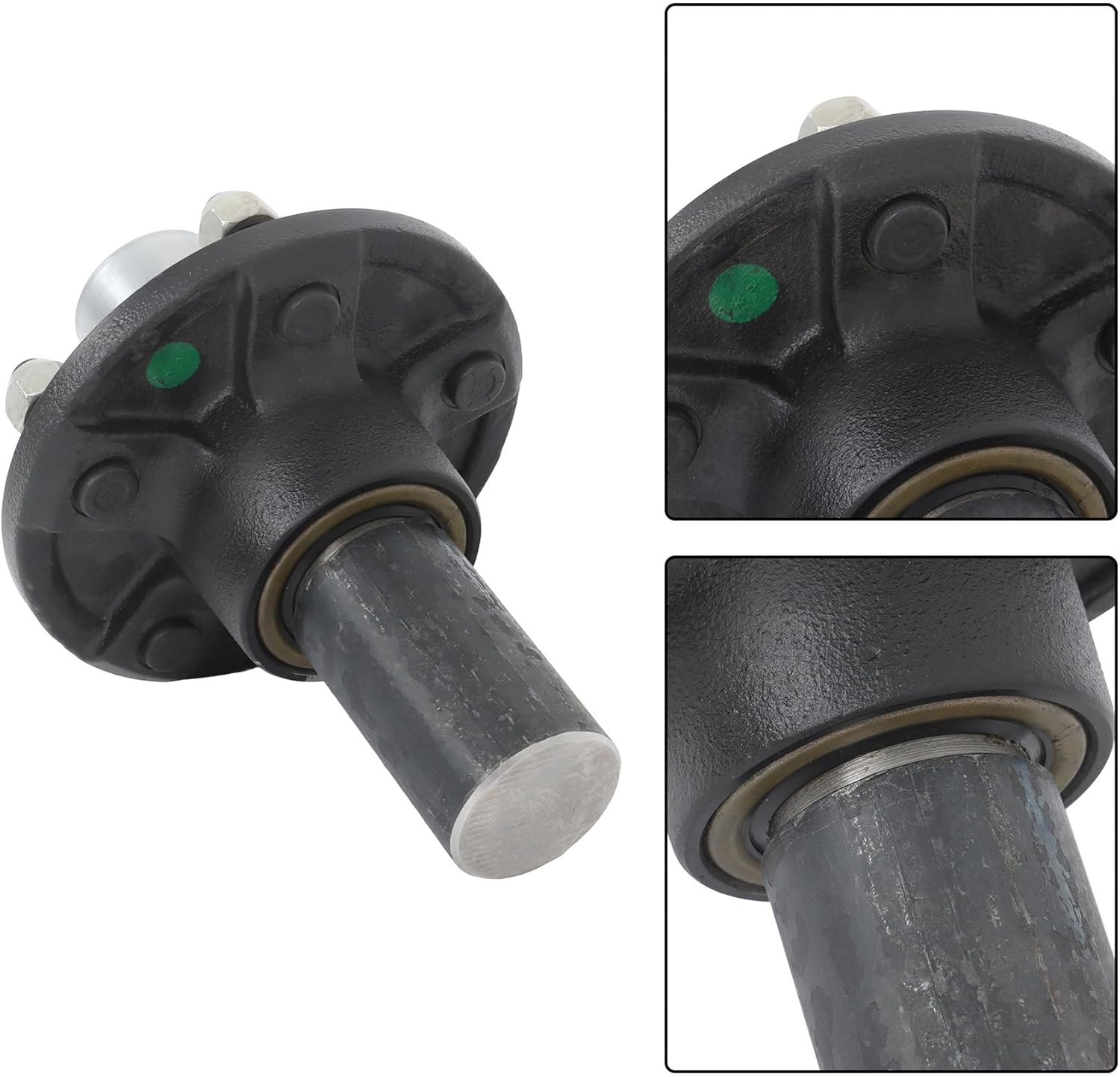 GXYWADY 2 Sets 5x4.75 Replacement Idler Hub Spindle Kit #84 Stub End Trailer Axle 3500lbs, Pre-Assembled Trailer Hub Kit with Bearings