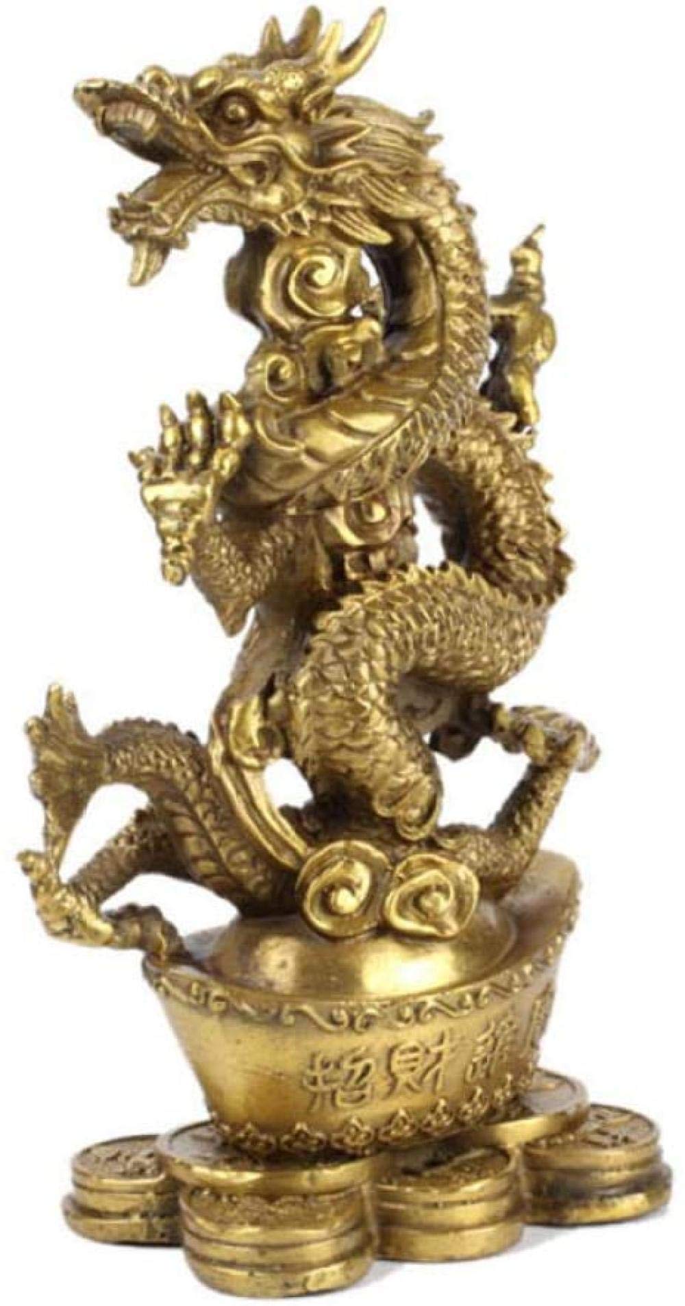 Esculturas para El Hogar, Estatuas Y Figuras, Escultura De Cobre Puro, Animal Sagrado Chino, Dragón, Escultura Animal, Feng Shui, Decoración Auspiciosa, A, 14 X 6,5 X 20 Cm