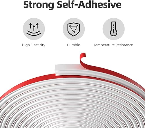 Miniatura 4 de Burlete de goma en forma de D blanco para puertasventanas, autoadhesivo, resistente al sonido, para marco de puerta, ventana, bloqueador de huecos,