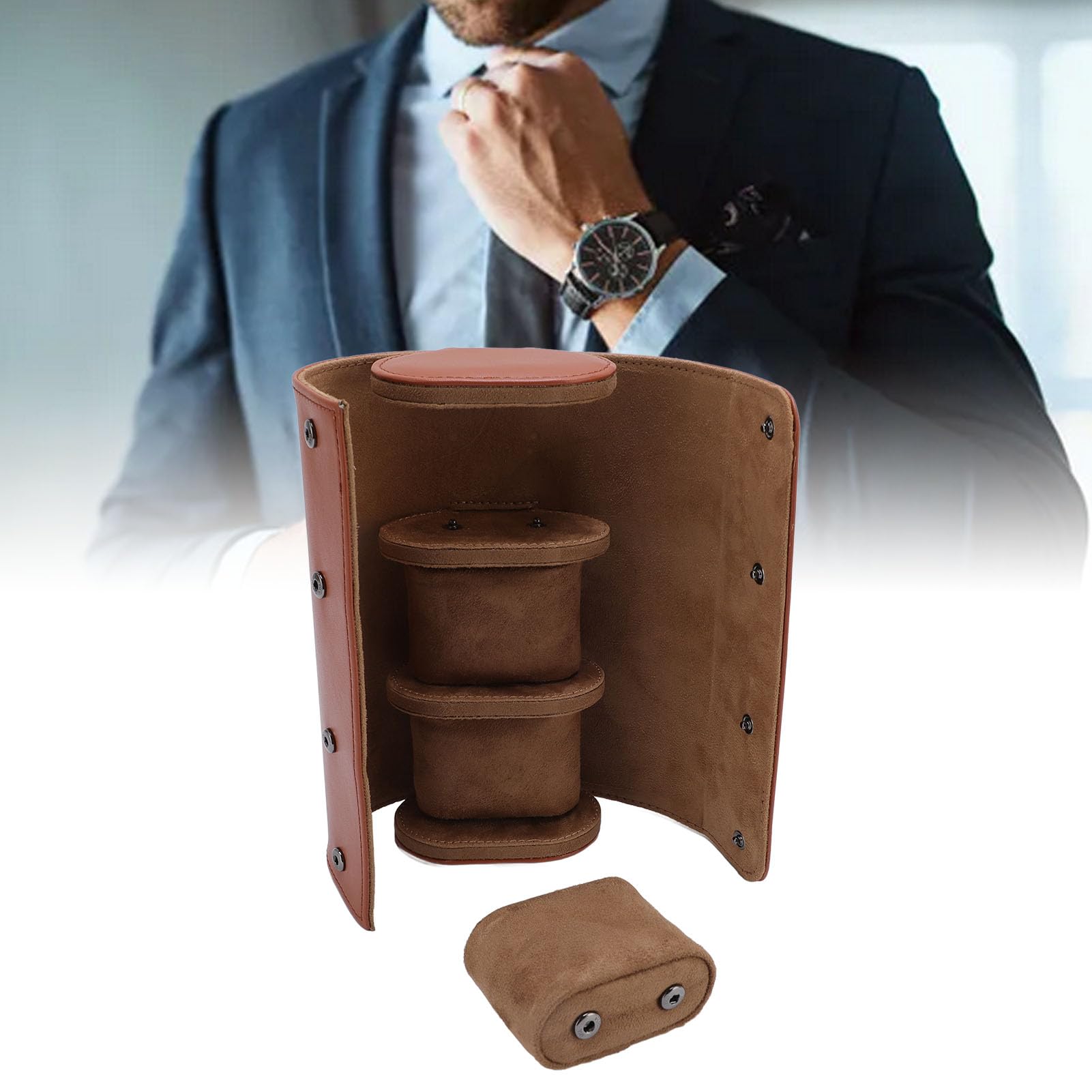 Luxuriöse Uhrenrolle aus weichem PU-Leder, Reiseetui, Organizer-Box für die Aufbewahrung zu Hause (3 Fächer 600 ml)