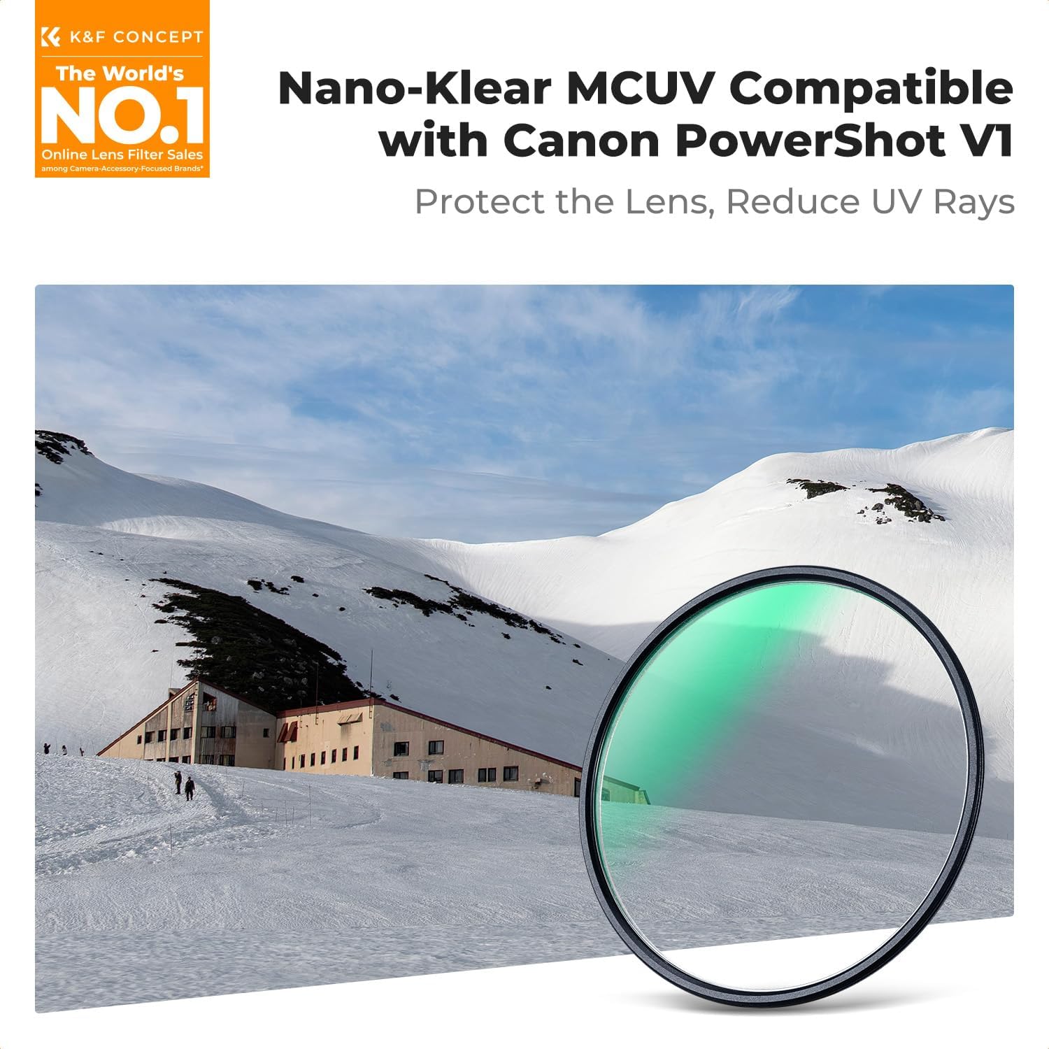 K&F CONCEPT MCUV Protection Filter & Adapter Ring Kit Compatible with Canon PowerShot V1, 18 Multi-Layer Coatings, for Video, Vlog, Photography(K-Series)