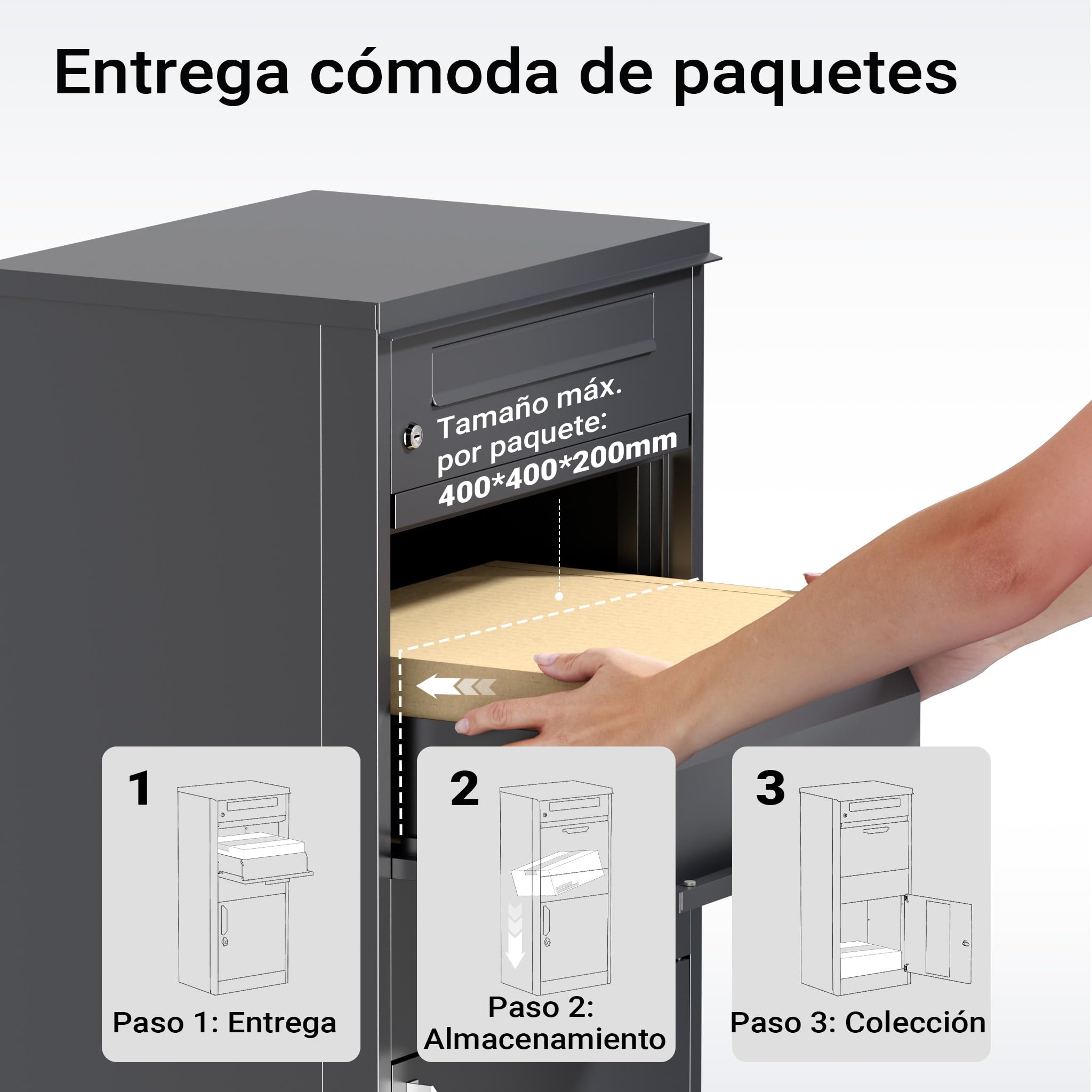 Buzón para paquetería Antracita 500 x 370 x 1120 mm buzón doméstico para Paquetes y Cartas