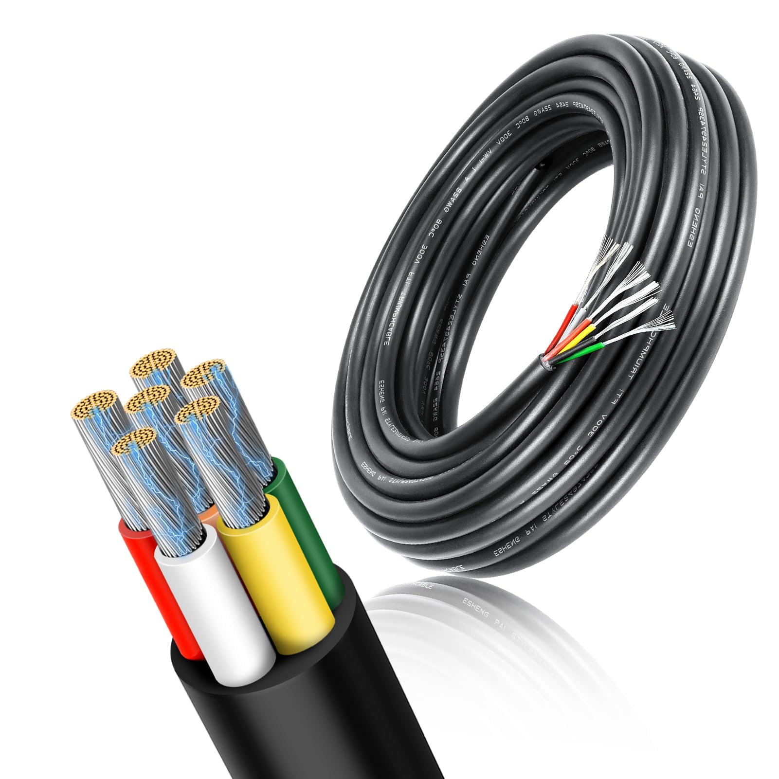 RESHAKE 18 Gauge 4 Conductor Wire, 16.4FT 18-4 Tinned Copper 4 Wire Cable,Stranded Electrical Wires for Security,Automotive,Speaker,Sensors,Sprinkler,Irrigation — view 8