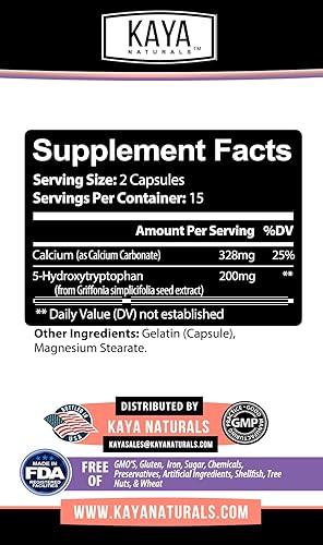Miniatura 5 de Kaya Naturals - 5-HTP incluye ingredientes naturales para el estado de ánimo positivo y el bienestar, refuerzo del estado de ánimo y apoyo para