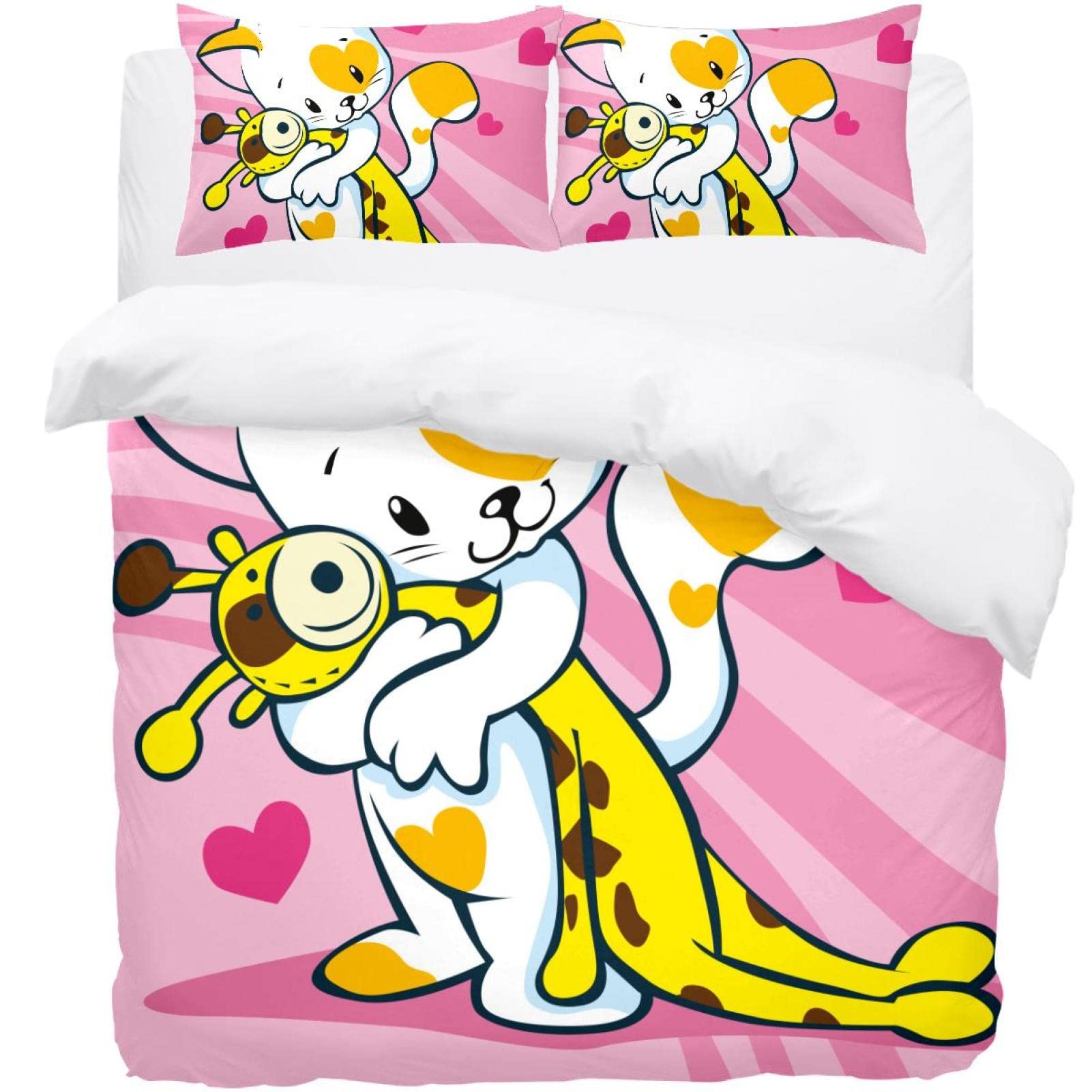 Parure de lit housse de couette douce chat mignon pour des nuits tendres