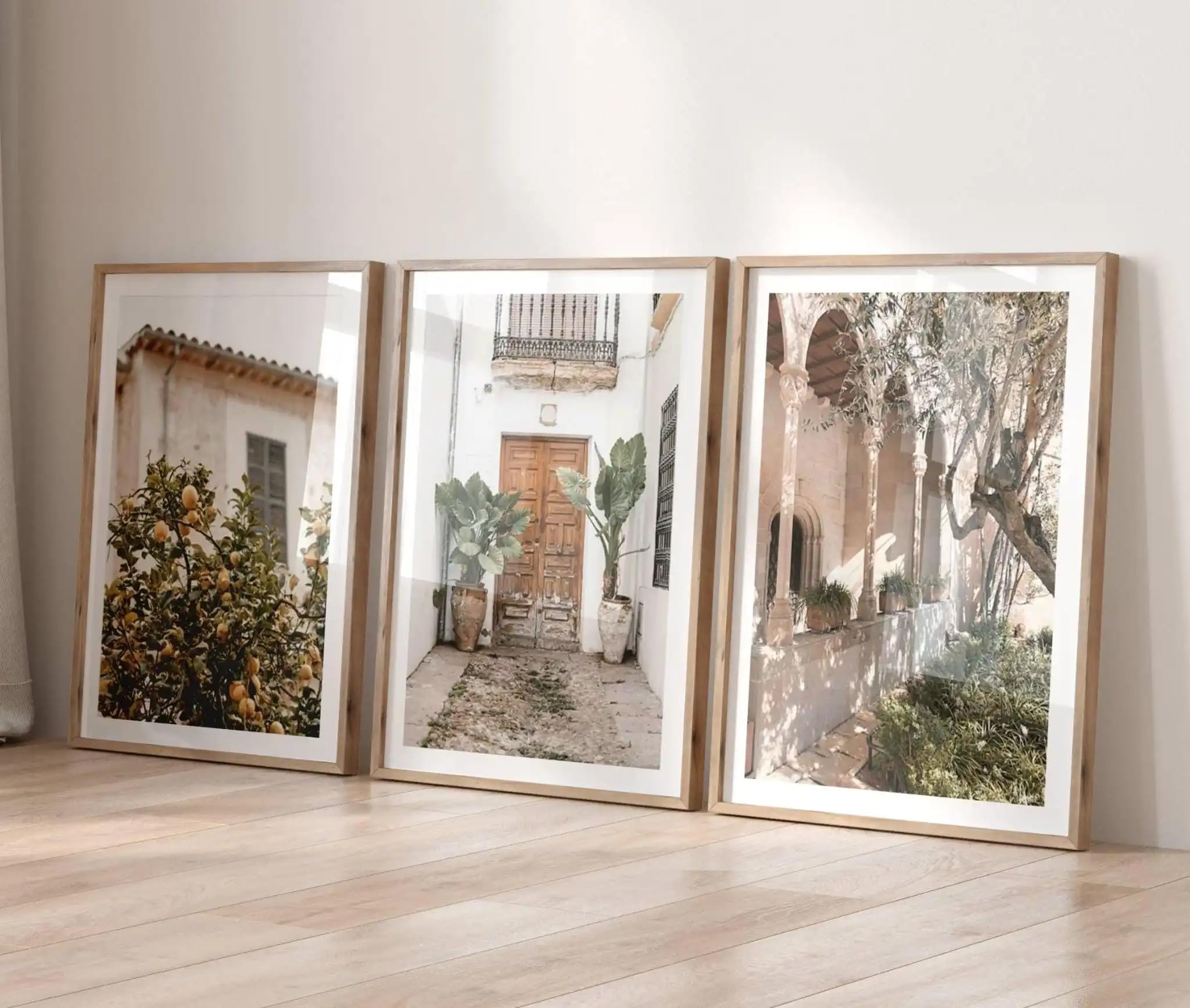 Lienzos con estampados neutros de Mallorca y cuadros rústicos mediterráneos de 30x40cm