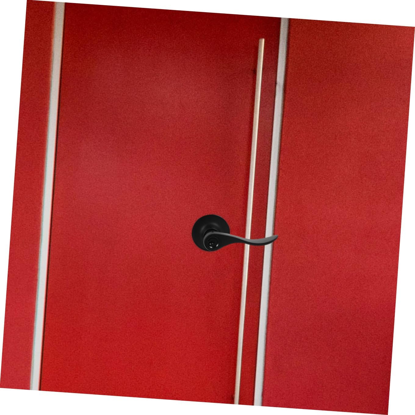 Kisangel Interior Door Lever Handle Lock for Bedroom Privacy, Black Round Hole 3-bar Lever, Suitable for Bathroom and Room Doors
