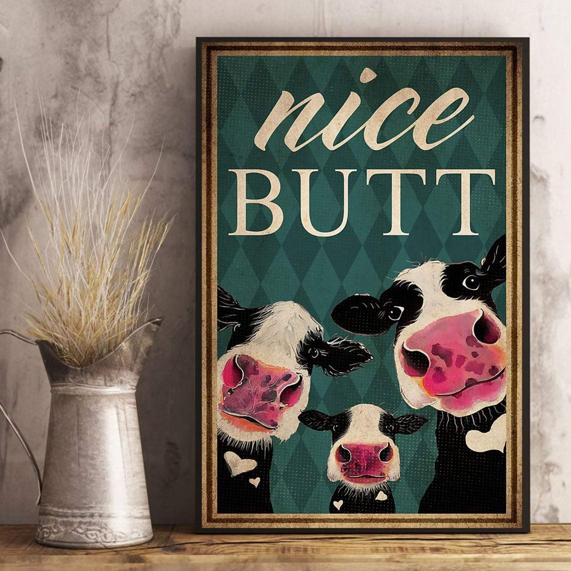 Poster Art Metal Tin Sign Cows Farm Nice Butt Funny Farm Bathroom Toilet Home Novelty Cafe Wall Decor 12 x 16 inch