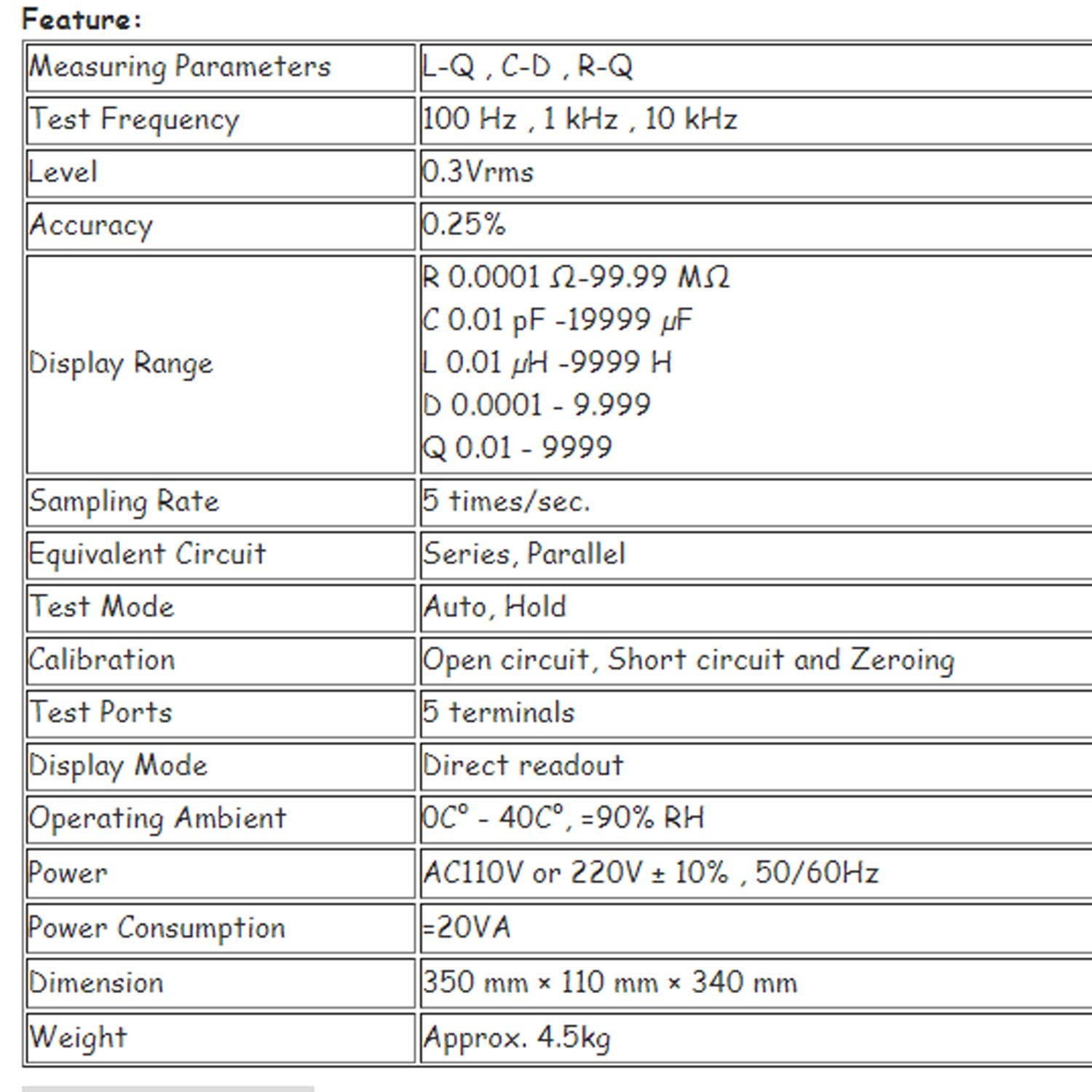 Cyfrowy miernik LCR 10 KHZ MCH-2811C Miernik testowania 100Hz-10kHz, test testowy L-Q, C-D, R-Q Dokładny pomiar