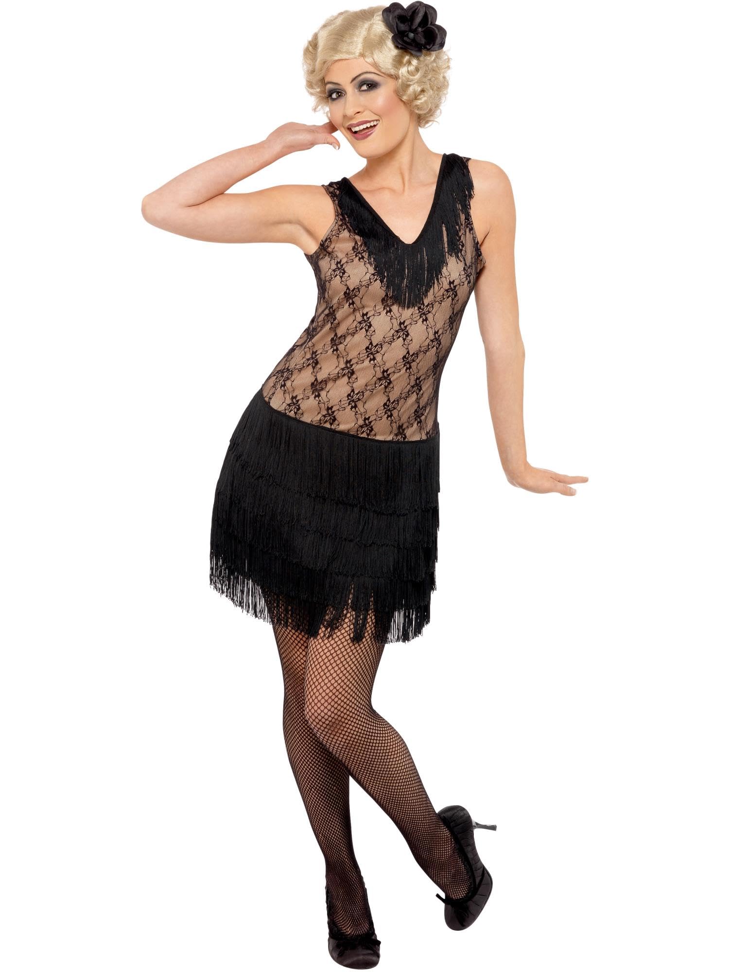 Smiffys Adult Women's All that Jazz Costume, Dress and Hair piece, 20's Razzle Dazzle, Serious Fun