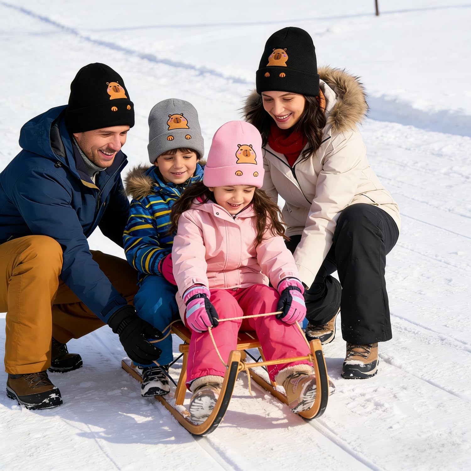 Personality Animal Head Embroidery Knit Beanie Hat for Adult and Big Kids Winter Warm Skull Cuffed Hats - Image 4