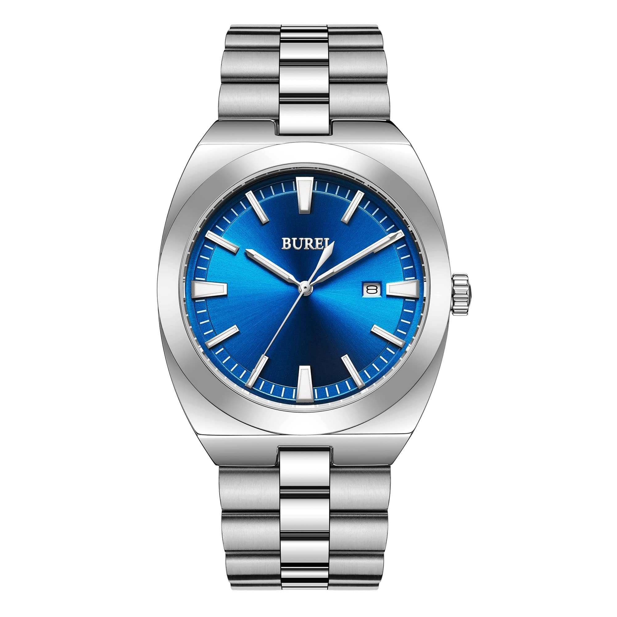 BUREI Orologi da uomo in acciaio inox, analogico, orologio da polso da uomo, impermeabile, data, orologi da uomo, classico, affari, al quarzo