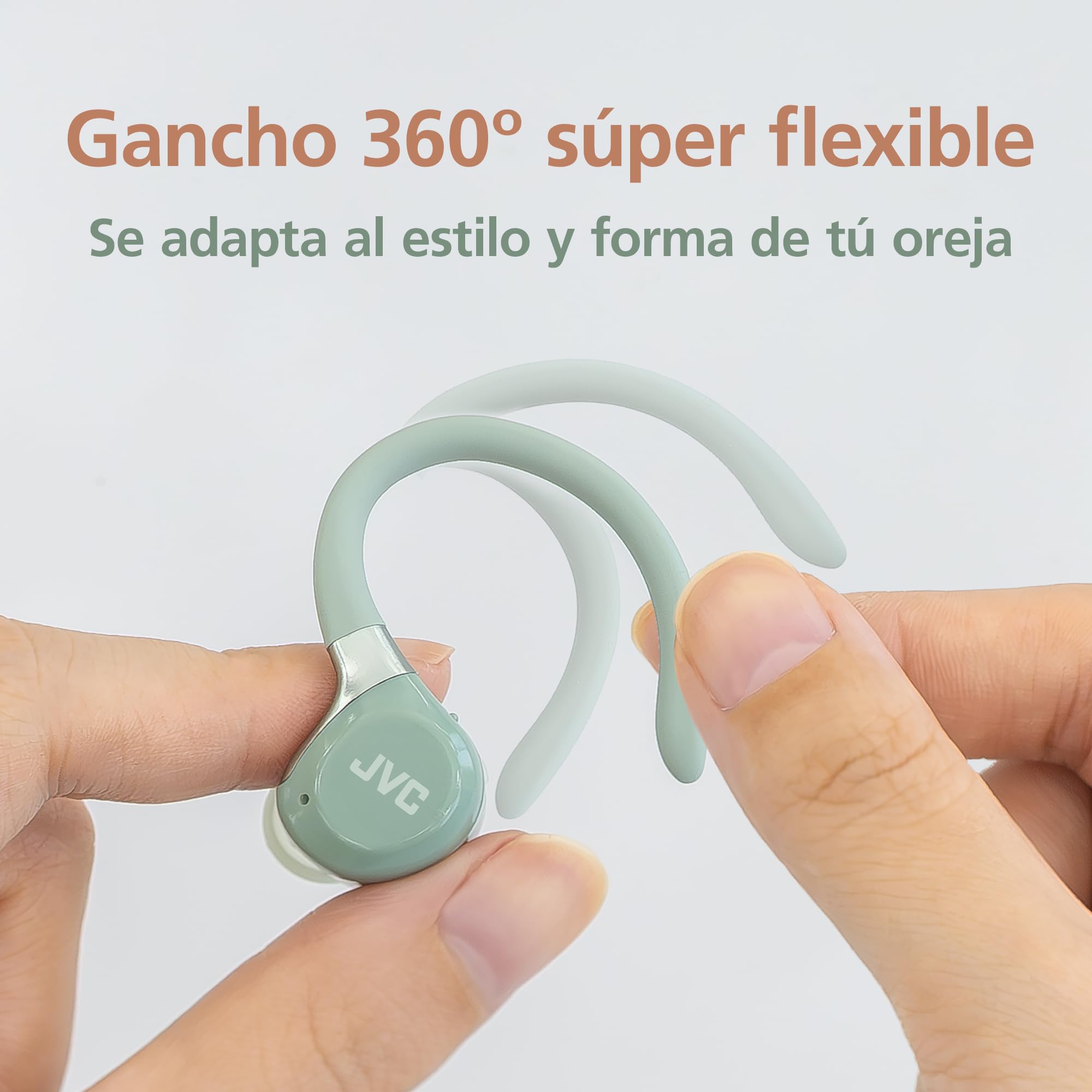 JVC Auriculares Inalámbricos Deportivos HA-EC75T, Ganchos Ajustables, 40h Batería, Cancelación de Ruido + Modo Ambiente, Resistencia IP57, Baja Latencia, Micrófono – Negro | Conciencia del entorno, gancho flexible seguro, sonido claro AAC, control táctil,