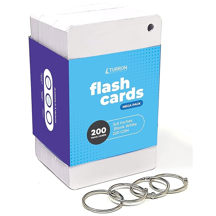 Buy Turron Bulk Box 300 Index Flash Cards, 220 GSM, Unruled 3x5