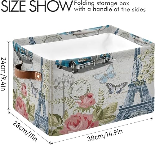 Miniatura 50 de AUUXVA Cesta de almacenamiento con textura de mármol de oro rosa, caja de almacenamiento de lona duradera plegable para juguetes, cesta organizadora