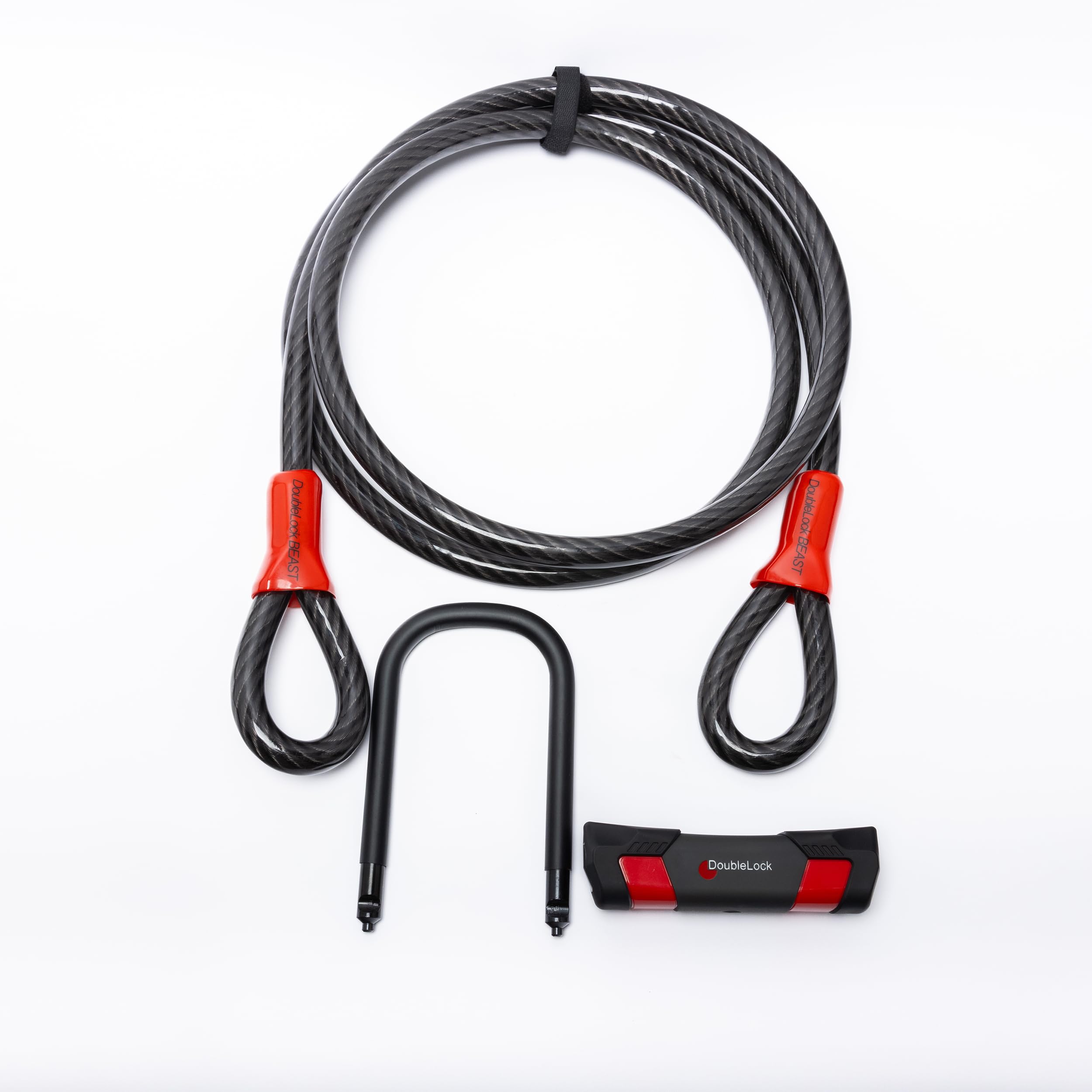 DoubleLock - Lucchetto a cavo - BEAST 300 ART - Lucchetto di sicurezza - Chiusura per uso pesante - Si blocca in cinque secondi - Nero - Cavo in acciaio approvato ART - 300 cm