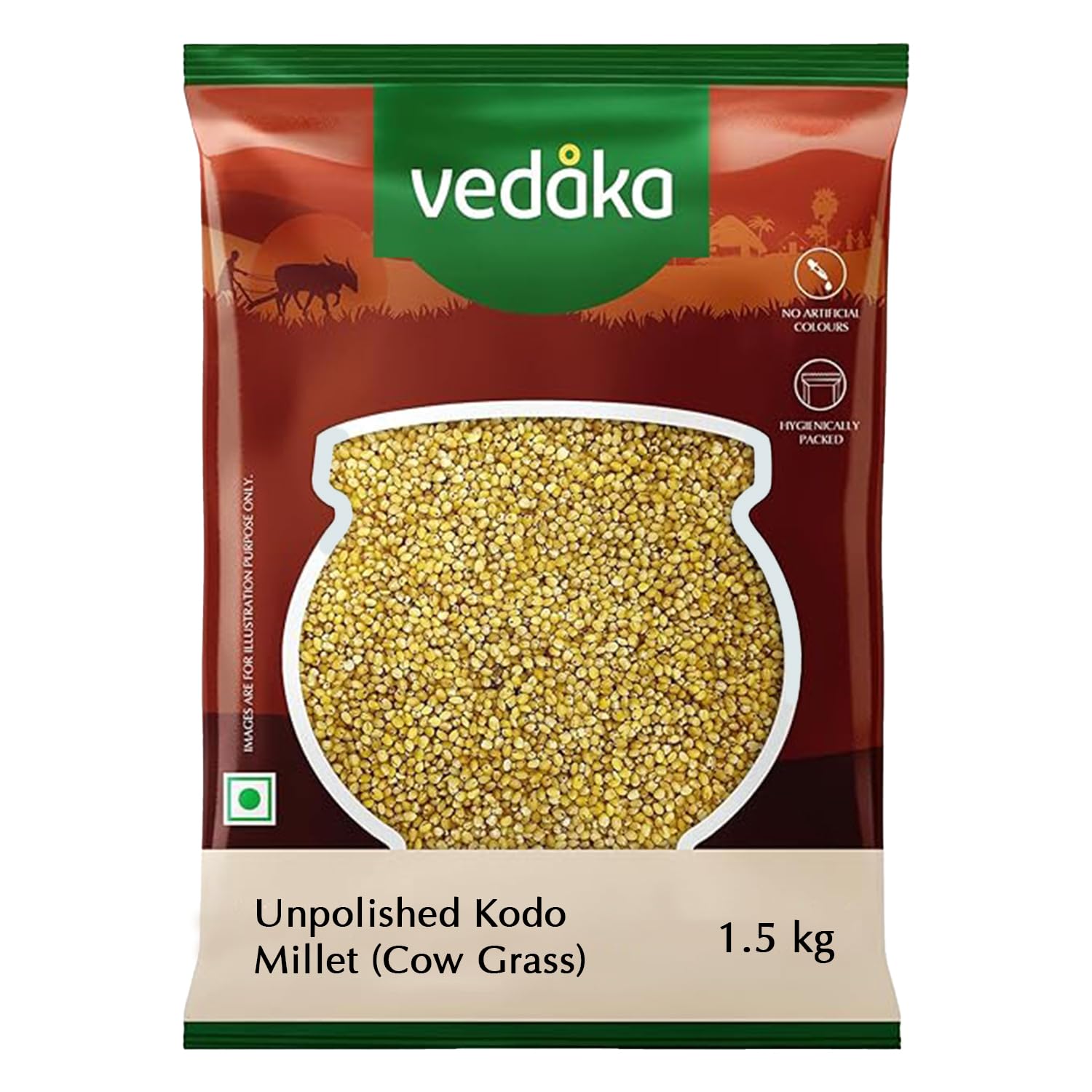 Amazon Brand - Vedaka Unpolished Kodo Millet | 1.5 Kg | Cow Grass/Varagu/Arikelu/Hark/Varigu/Kodra