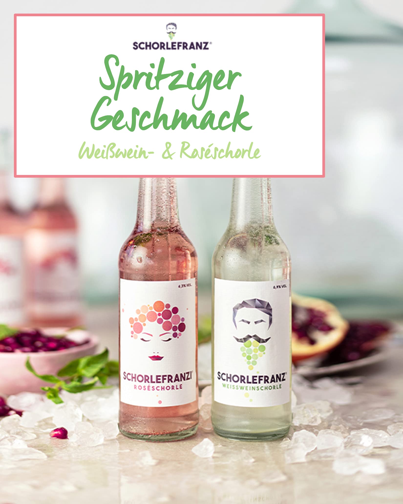 SCHORLEFRANZ Weinschorlenmix 24er-Set | 12 x Weißweinschorle & 12 x Roséschorle | Idealer Durstlöscher (6,9 & 6,3% Vol.) (Je 0,33l)