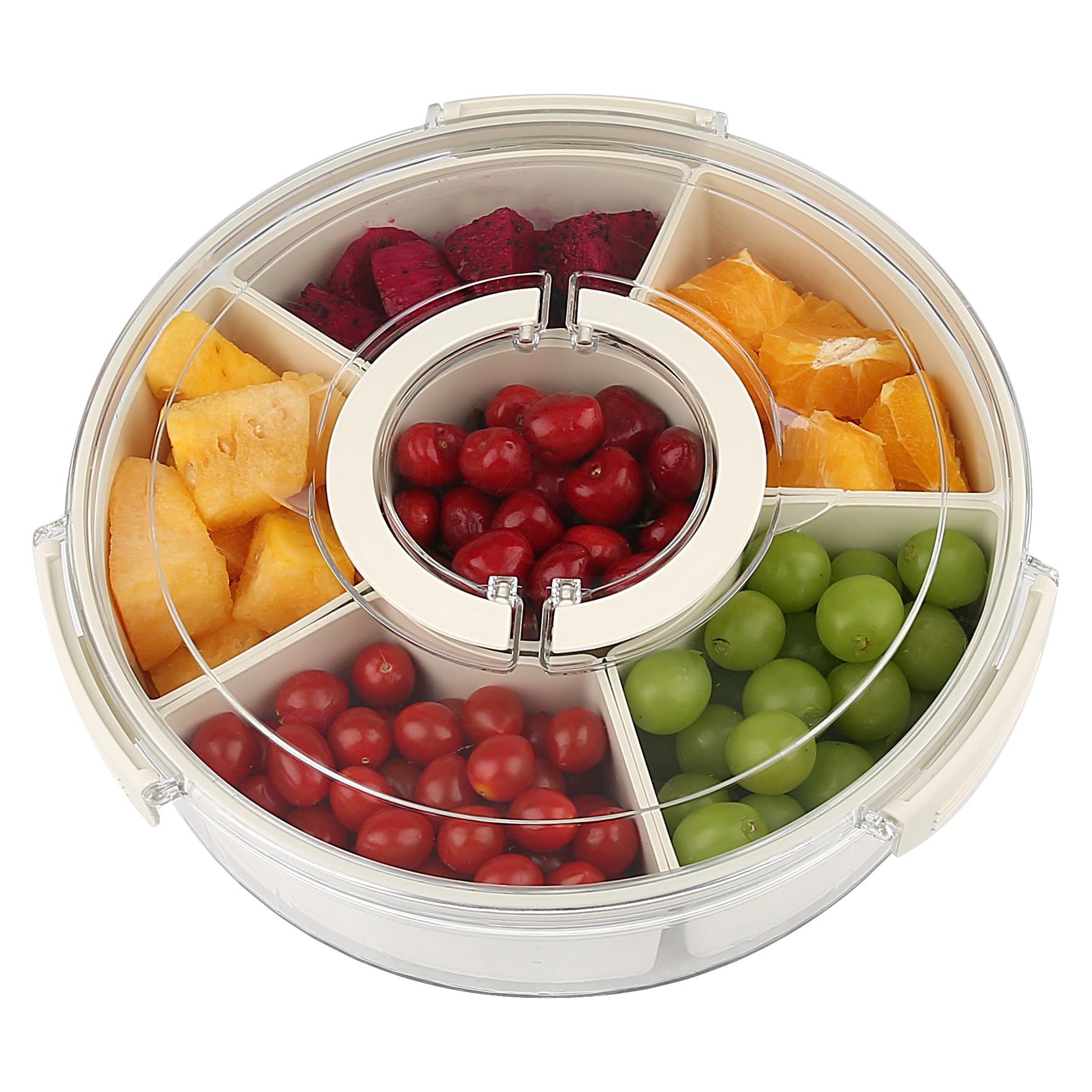 Snack Box Container Divided Serving Tray with Lid, Handle Portable Platters,Charcuterie Container,Clear Storage Organizer,Snackle Containers for Food,Candy, Fruits, Veggie (snack box-2)