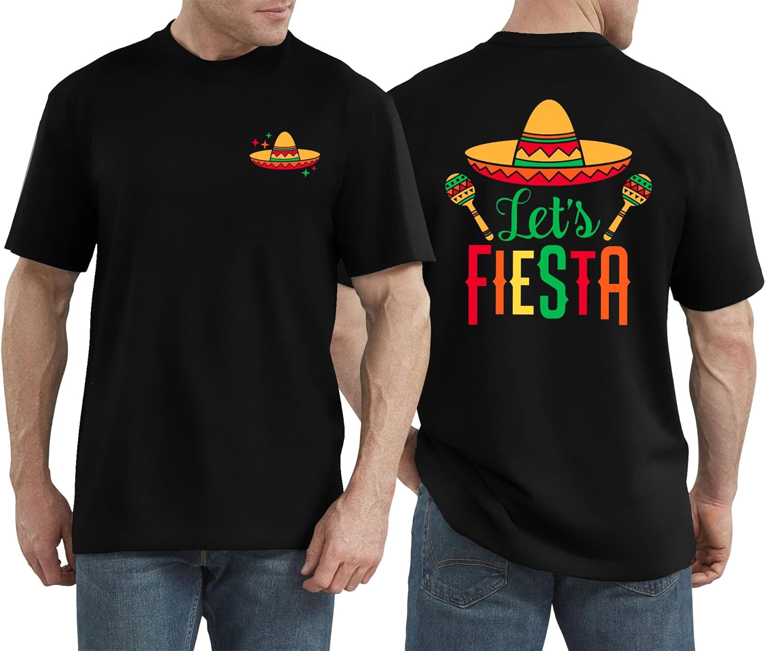 Cinco De Mayo Shirt Men Lets Fiesta T-Shirt Graphic Mexican Party Tee May 5th Casual Tops