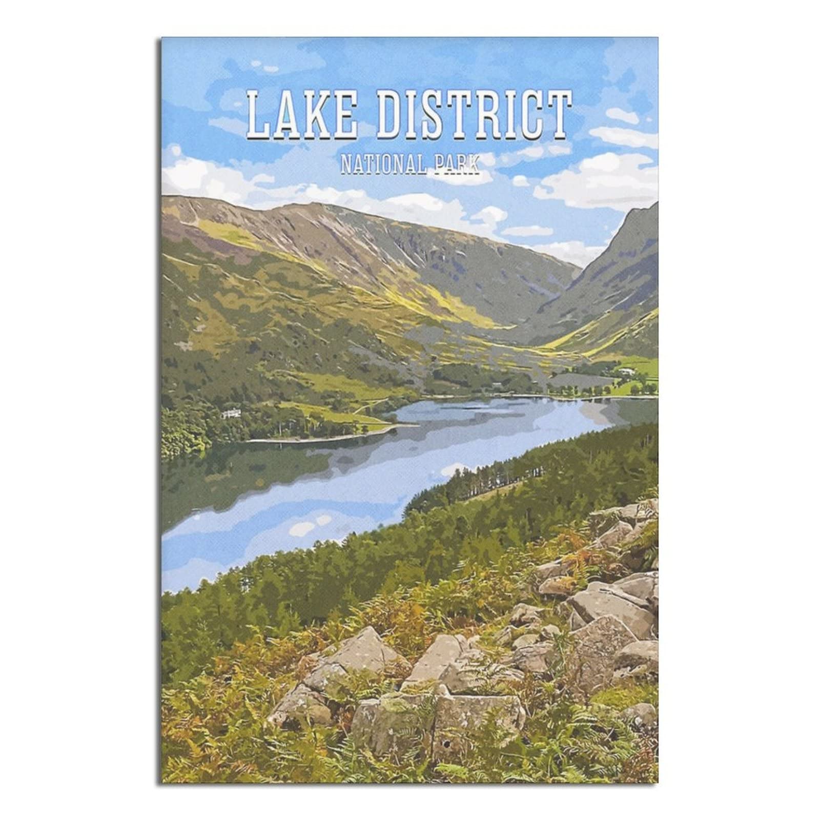 Nprzm A081 Metal Tin Sign Lake District National Park Metal Sign Travel Vintage Art Wall Decoration Sign Home Kitchen Bar Patio Cave Funny Decoration 20X30cm