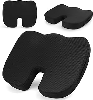 Holdfiturn Seat Cushion for Office Chair Memory Foam Coccyx Pain Relief Cushion Pillow Back Support Non-Slip Seat Pad for Office Desk Gamming Chair Wheelchair Car Seat Tailbone Pain