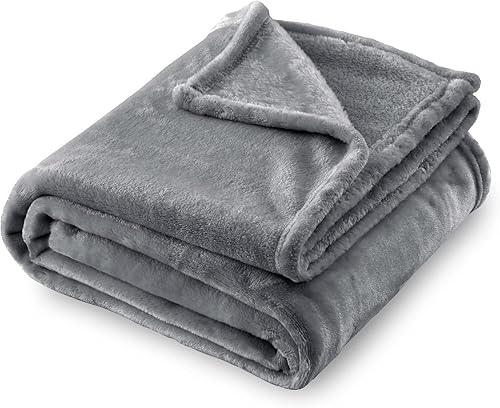 SOCHOW Manta de franela de forro polar, para todas las estaciones, ligera, súper suave y acogedora para cama o sofá, gris, 50 x 60 pulgadas