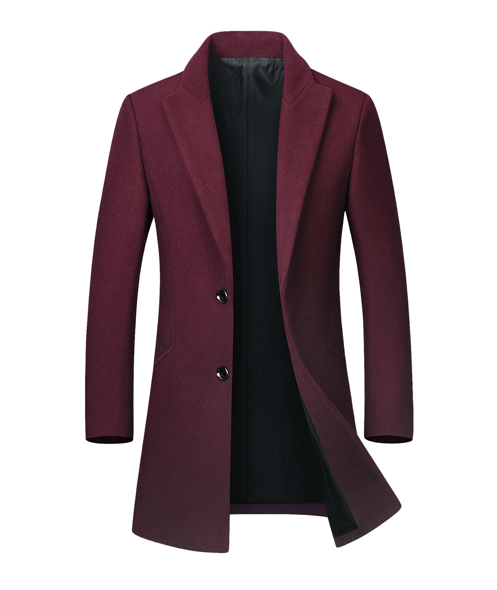 ECDAHICC Płaszcz zimowy, męski, długi płaszcz slim fit, płaszcz męski, zimowy ciepły płaszcz biznesowy, męski płaszcz wełniany