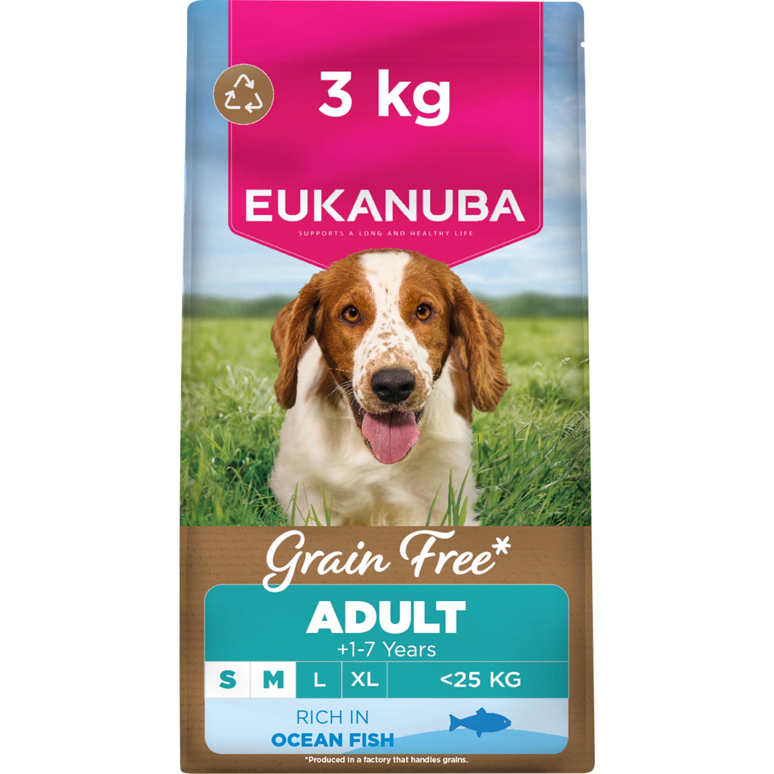 Eukanuba Grain Free Ocean Fish - Complete Dry Dog Food - For Adult Small & Medium Breed Dogs 3KG
