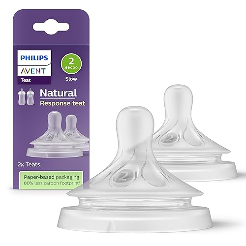 Philips AVENT Natural Response Sauger mit Anti-colic-Ventil, langsamer Nahrungsfluss (Durchflussrate 2), Doppelpack, SCY962/02