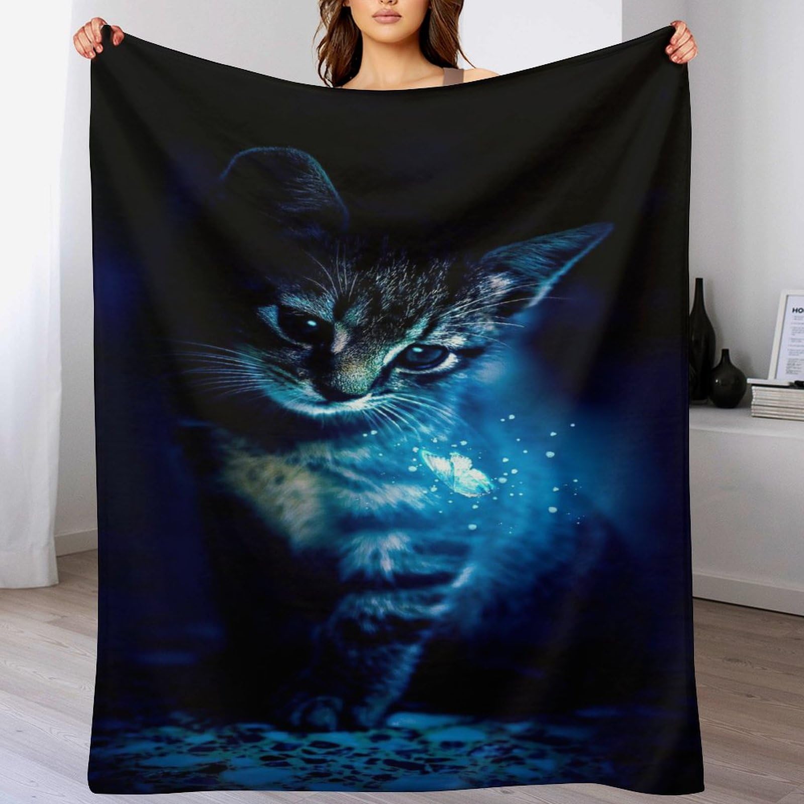 Couverture chat en flanelle 180x200cm pour canapé et lit