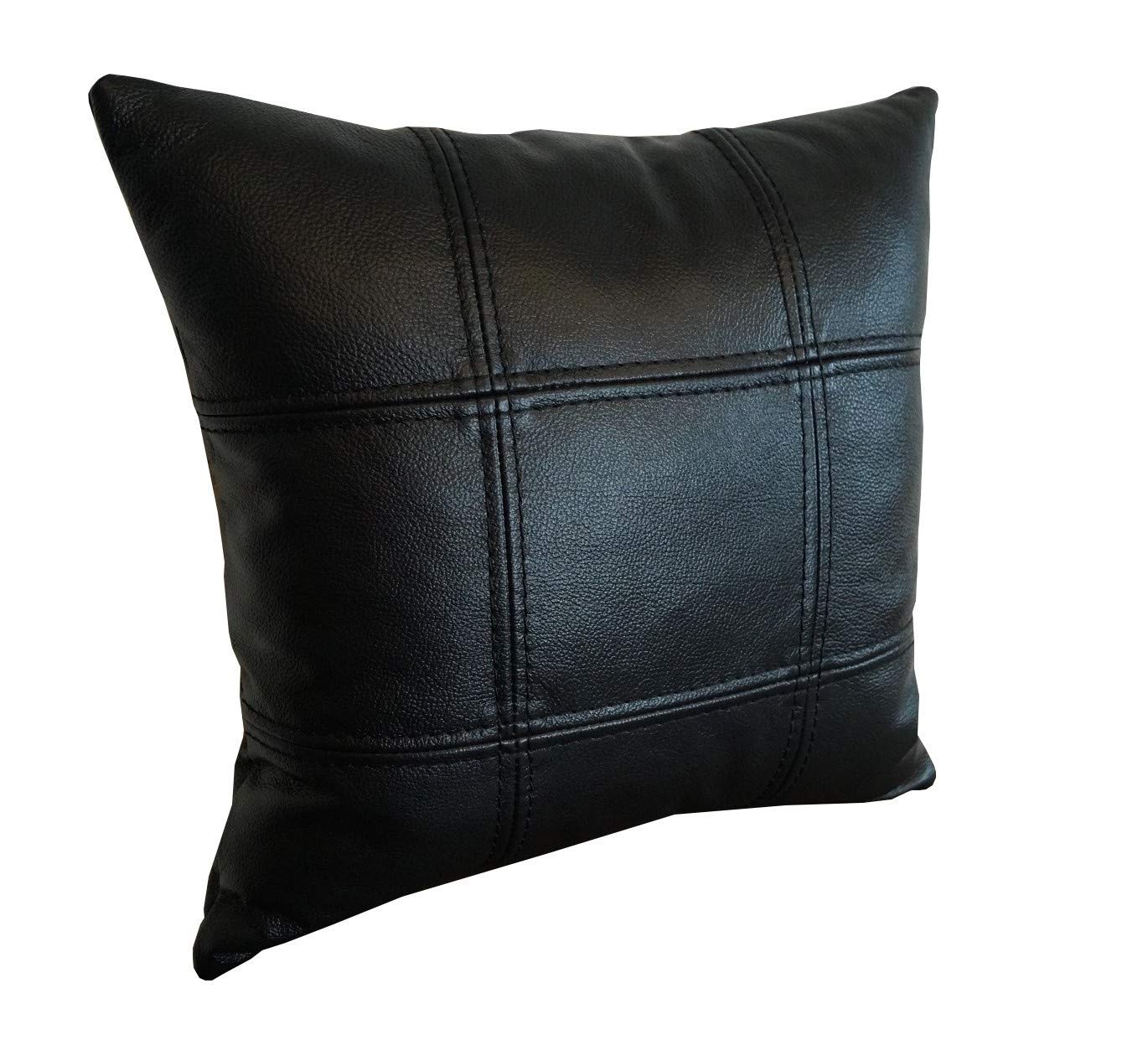 Quattro Meble Grijs leren kussen met siernaden sofa bank