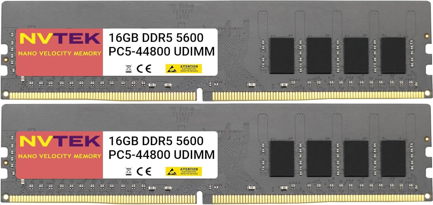 32GB (2X16GB) DDR5 5600MHz PC5-44800 1Rx8 1.1V CL46 288-PIN Non-ECC Unbuffered UDIMM Desktop PC Computer Memory KIT