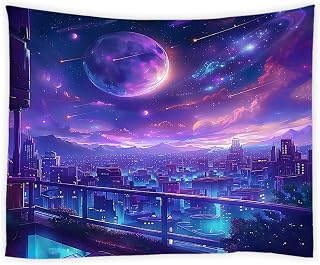 Cyberpunk Tapestry Neon Street Scene Japanese Game Night City Wall Hanging Art Decor for Bedroom,Living Room,Dorm