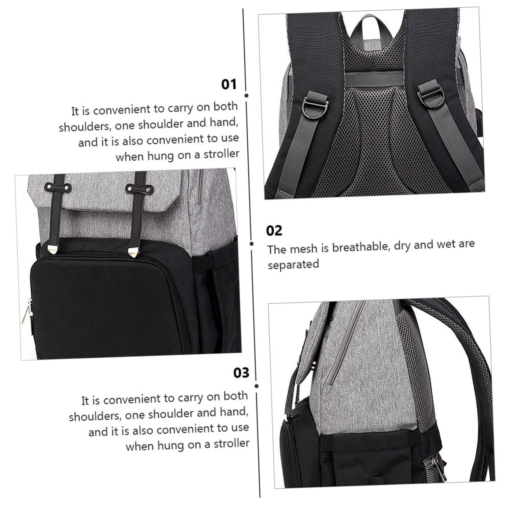 Toddmomy Multifunktionaler Wickelrucksack und Doppelten Schultertaschen aus Oxford Stoff mit Großer Kapazität für Einkauf und Reisen