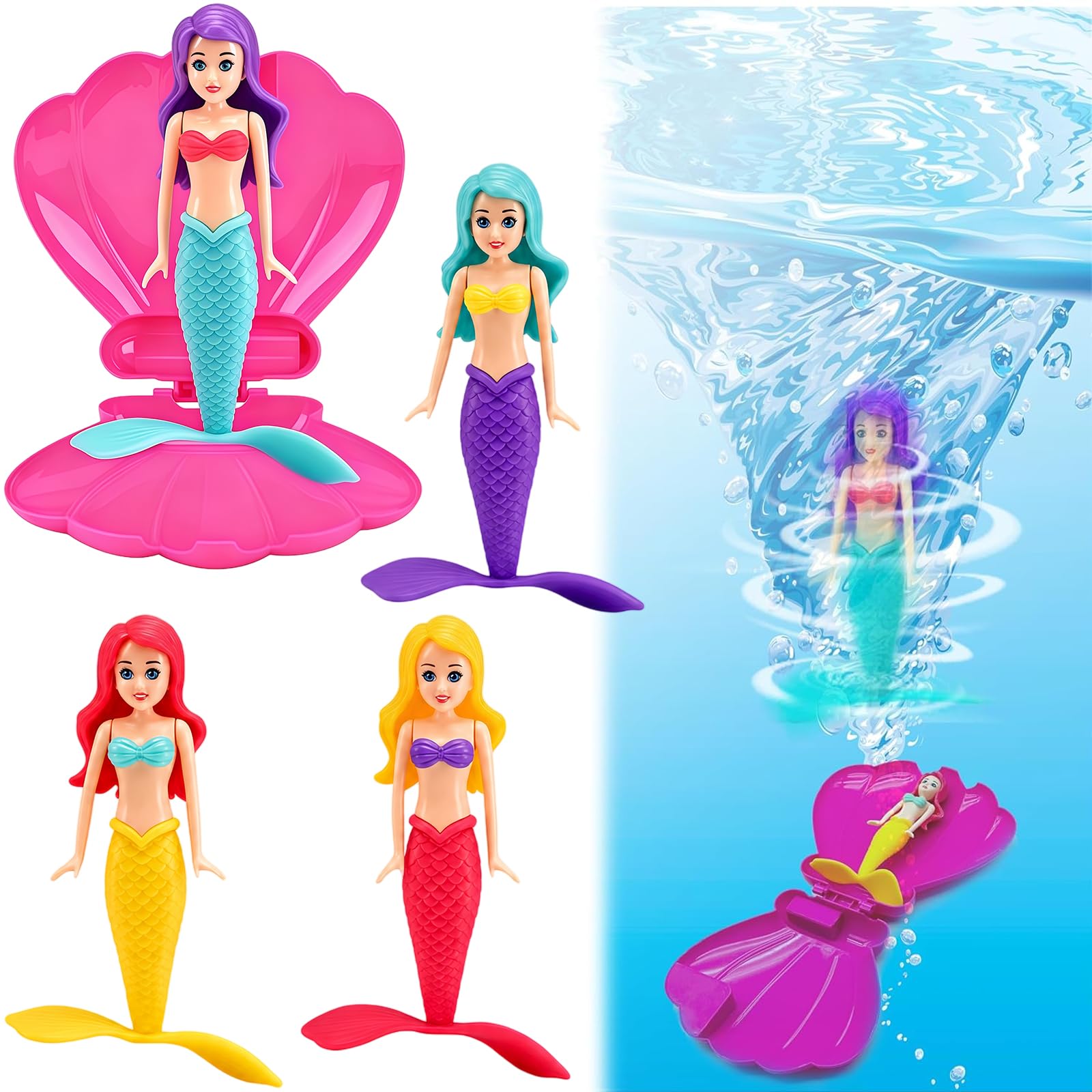 Mermaid Diving Toys – 5PCS Interactive Swim Training Set, Diving Toys for Swimming Pool, Kids Pool Games & Eco-Friendly Water Play Kit for Underwater Adventures Perfect as Party Favors Pool Gifts