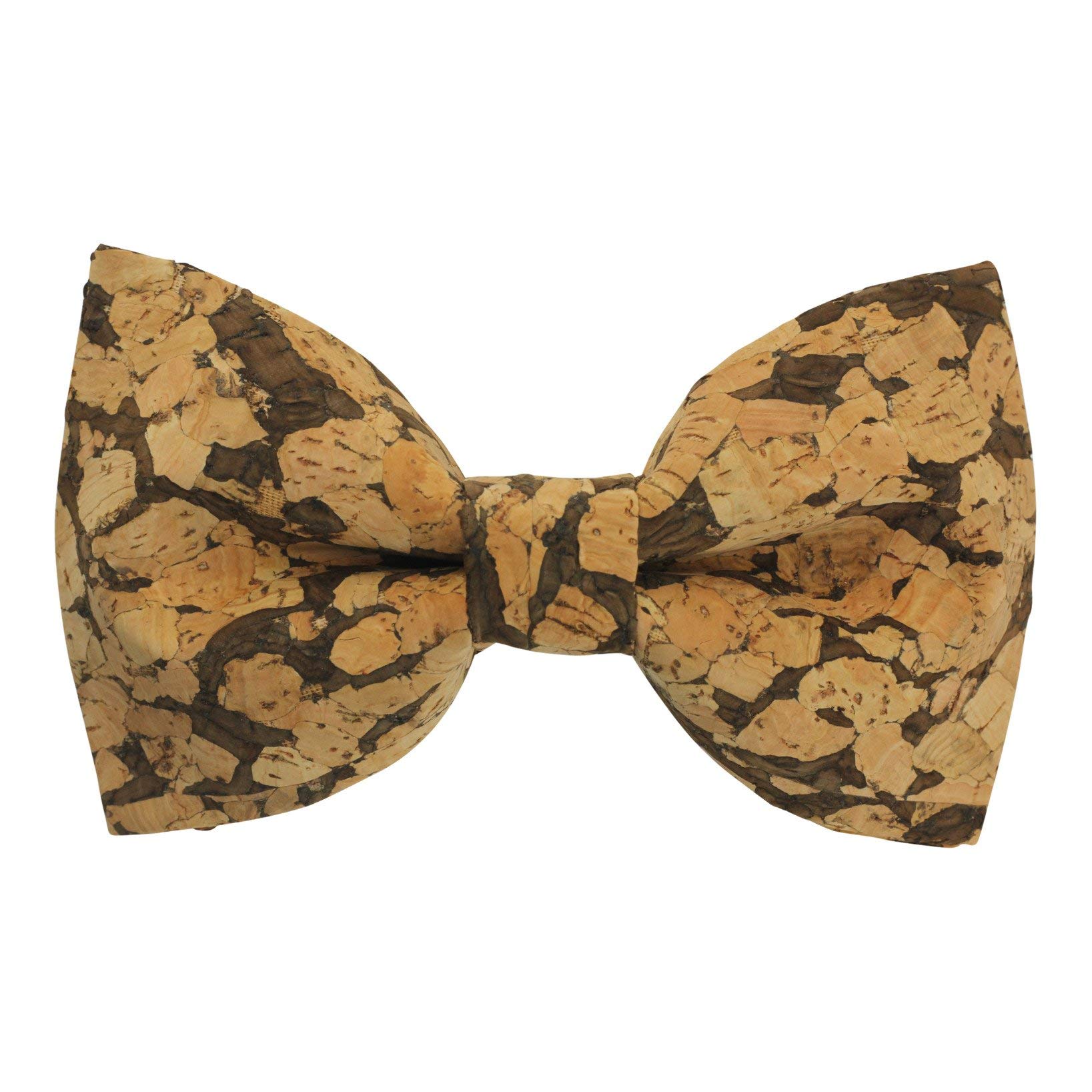 Large Butterfly Cork Bow Tie with Adjustable Satin Neckband - Marbled Cork2