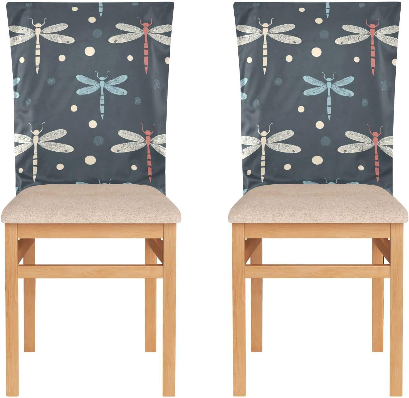 ALAZA Dragonfly Dots Chair Back Cover Set of 6, Washable Reusable Removable Chair Slipcovers Decorative Chair Cover for Home Kitchen Wedding Party