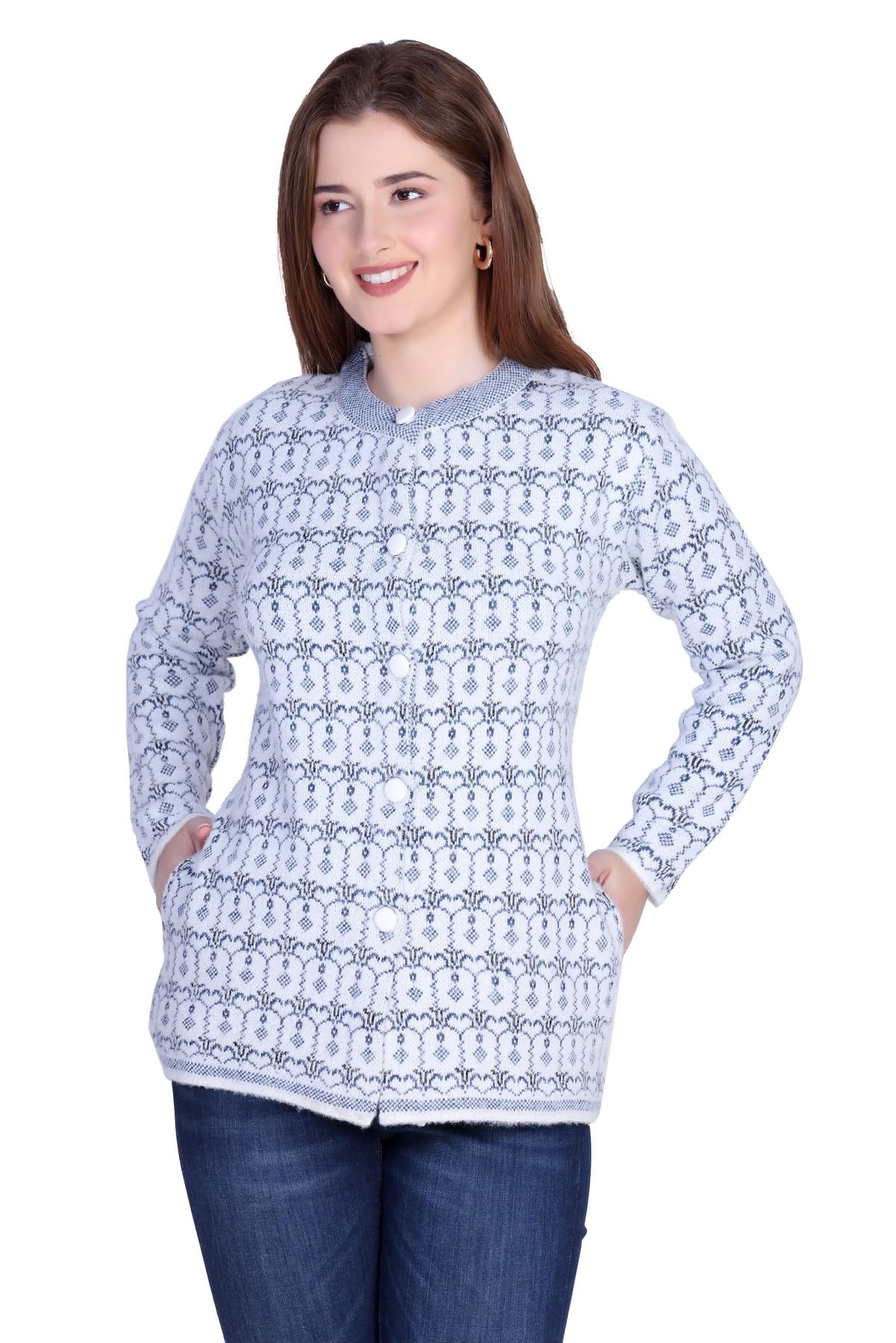 montrex Women Wool Blend Cardigan Full Sleeve Winter Sweater with Side Pockets Woolen Cardigan for Ladies & Girls-picture-11