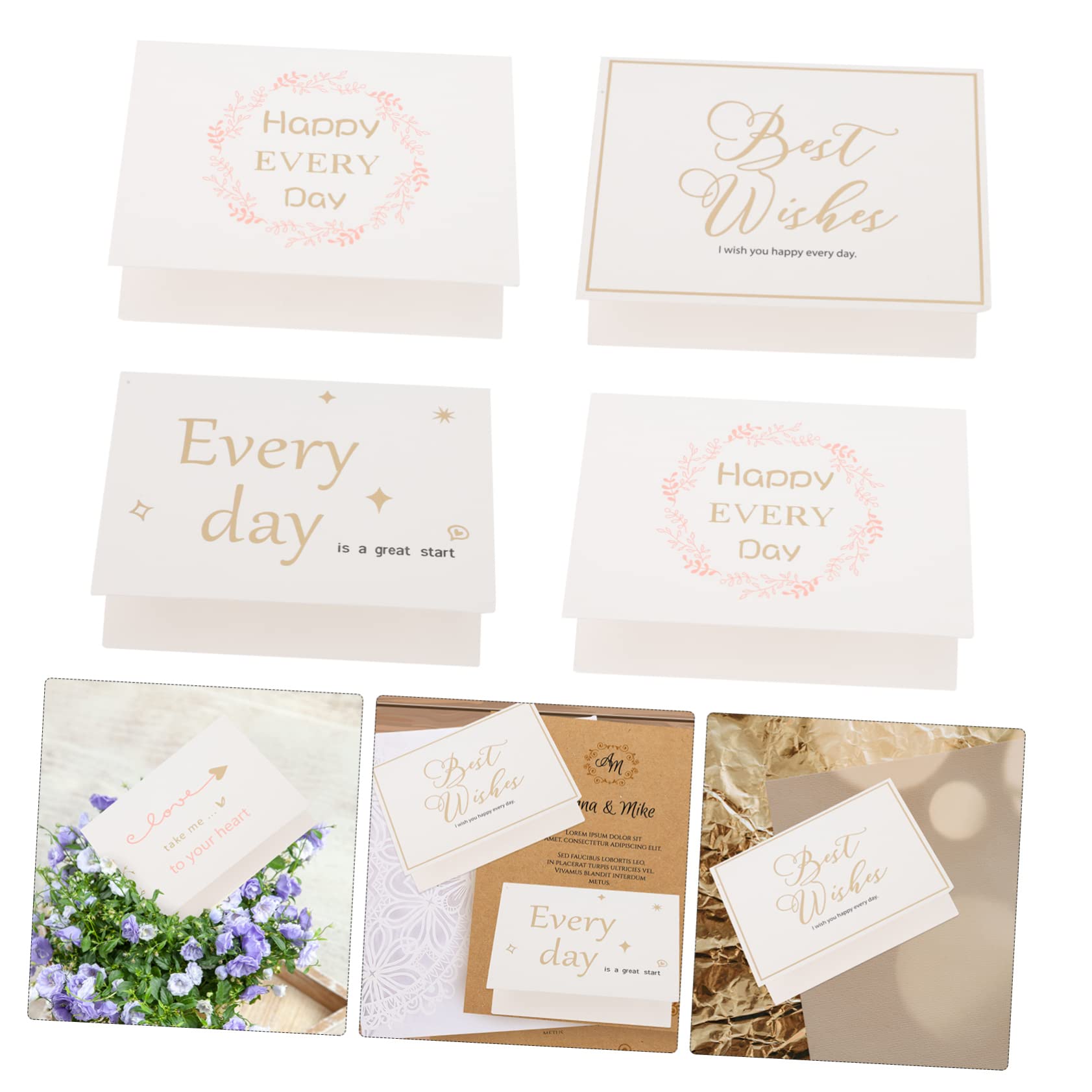 200pièces Cartes De Vœux Festives Cartes De Bénédiction Pour Anniversaires Thanksgiving Et Autres Célébrations Avec Fleurs