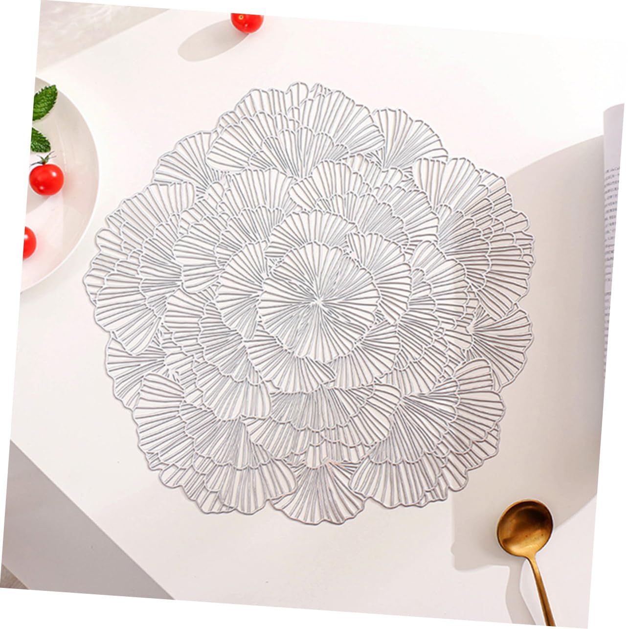Mikinona 12 Manteles Individuales Decorativos de Hoja de Ginkgo en PVC, Diseño Hueco, Elegantes para Mesa de Comedor y Escritorio