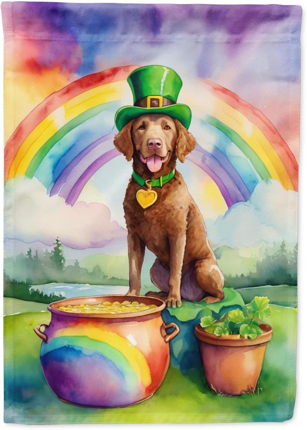 Caroline's Treasures DAC5512GF Chesapeake Bay Retriever St Patrick's Day Garden Flag Mailbox Flag Decorative Yard Flag Banner Outside Patio Artwork Yard Flower Beds, Garden Size, Multicolor