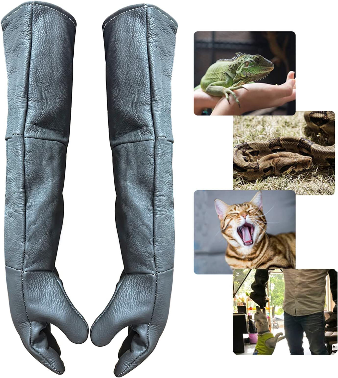 Animal Handling Gloves Bite Proof, 60cm/ 23.6In Bite Resistant Glove for Grooming, Gardening, Handling Cat/Dog/Bird/Snake/Lizard/Falcon/Reptile, Anti-Bite Protection Gloves (Brown)