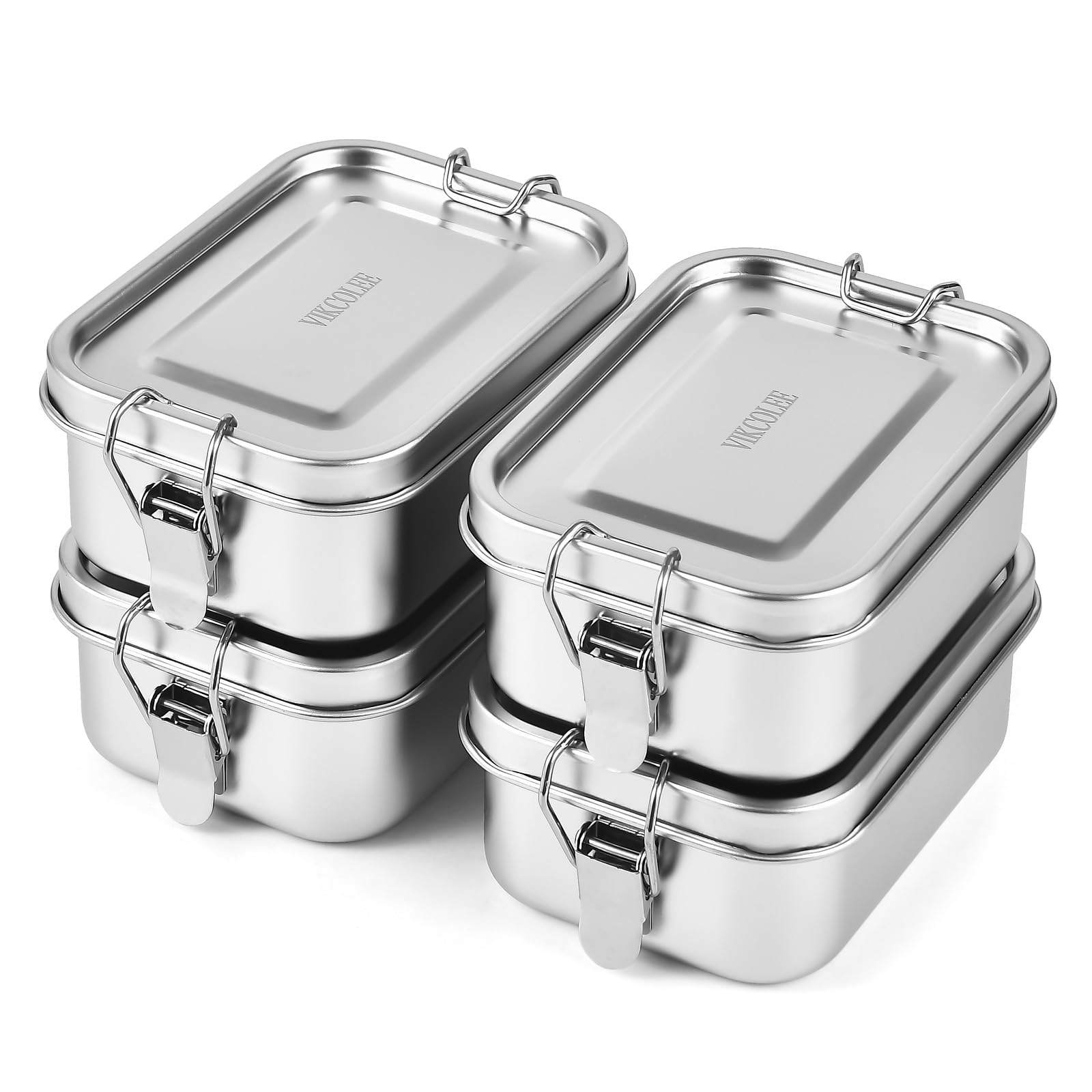VIKCOLEE 4 PCS Stainless Steel Bento Box 550ml, Metal Lunch Box